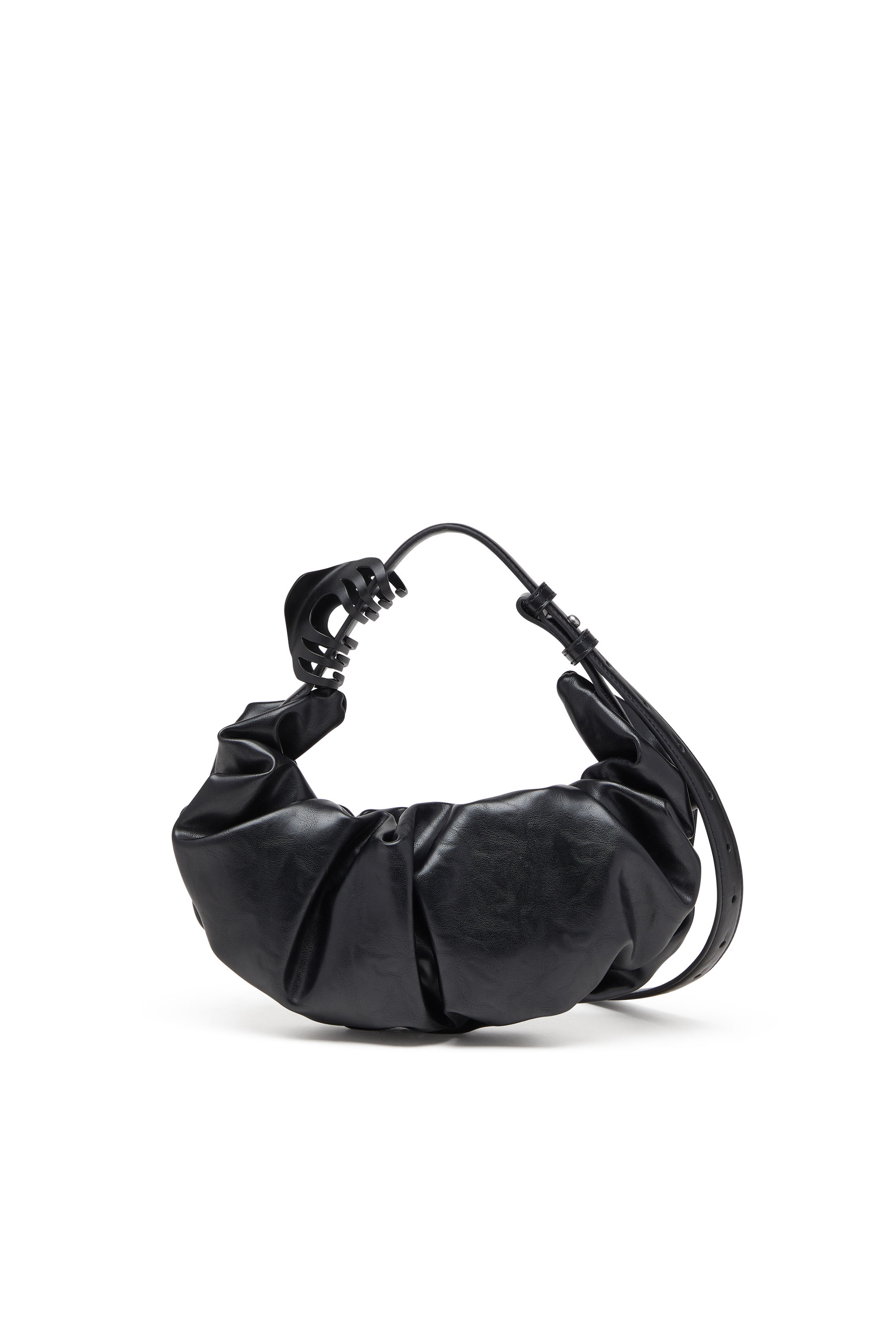 Diesel - GRAB-D HOBO S, Woman's Grab-D S-Small scrunched hobo bag in shiny PU in Black - 2