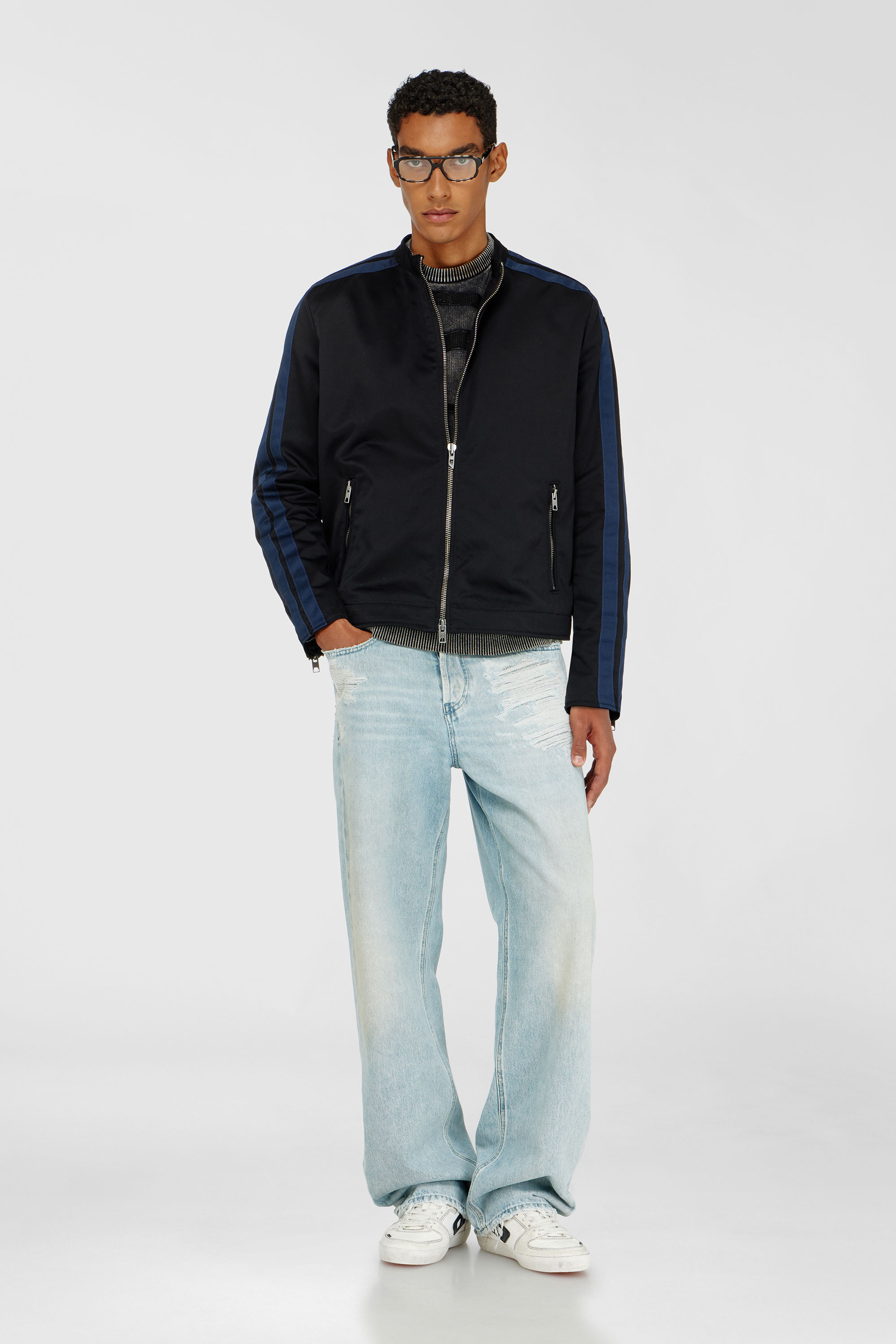 Sporty biker jacket in technical cotton blend