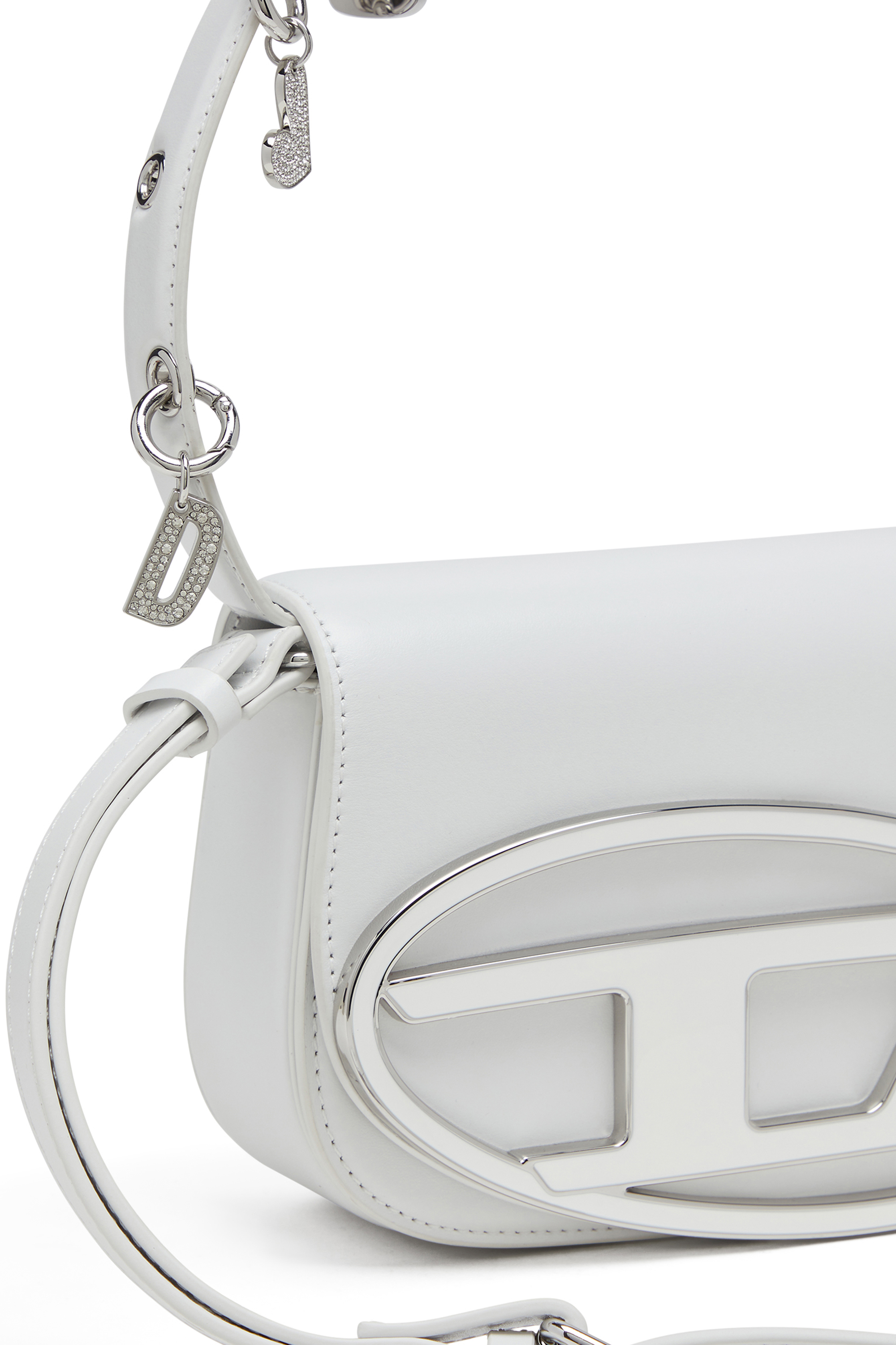 Diesel - 1DR, Woman's 1DR -Iconic shoulder bag in leather with handle charms in White - 5