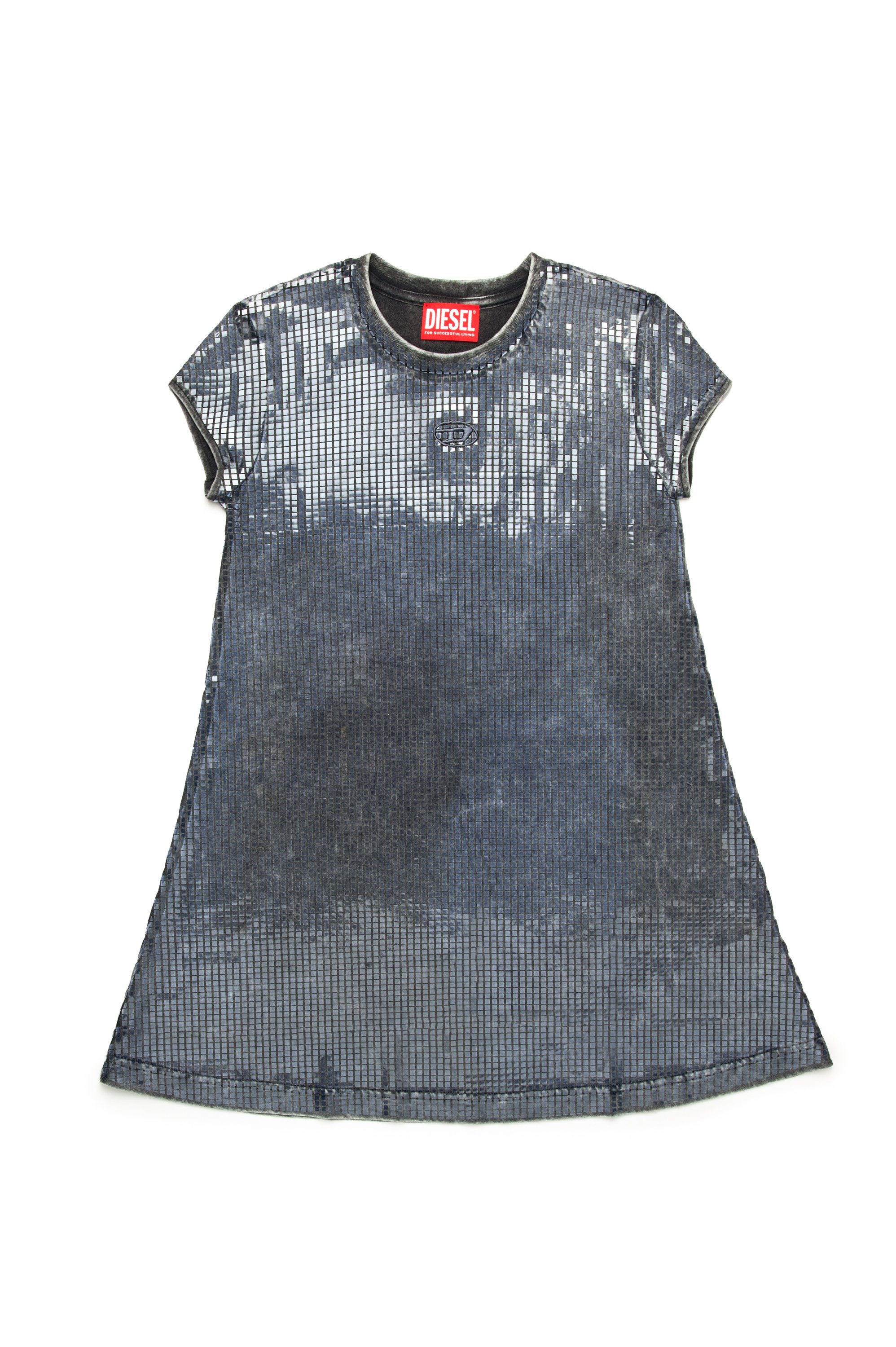 Diesel - DFEIL, Woman's T-shirt dress with sequin effect in Black - 1