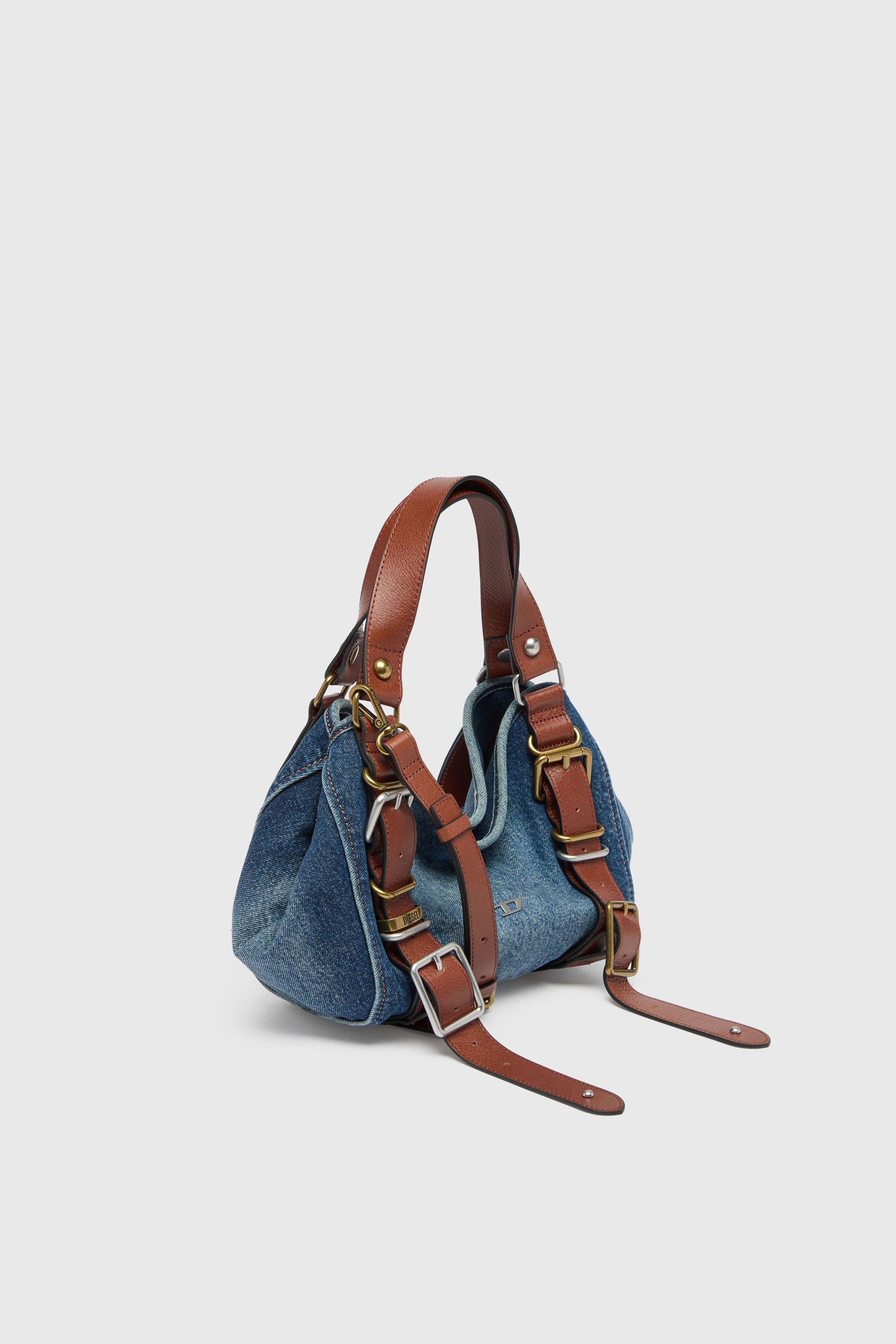 Diesel - D-ONE TOPHANDLE S, Woman's D-One-Small top-handle bag in denim and leather in Blue - 3