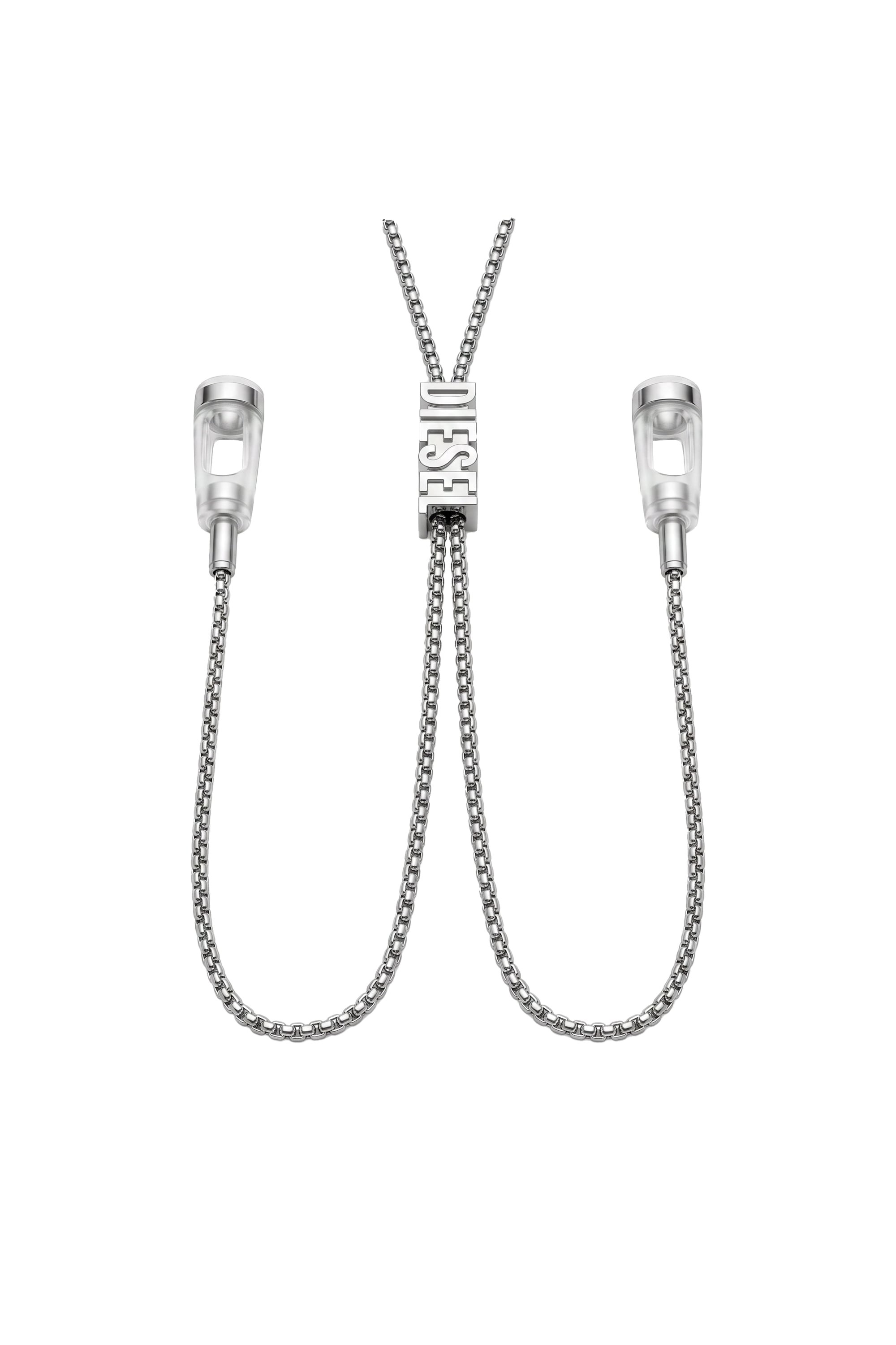 Diesel - 60669 EARBUDS CHAIN EARBUNDS CHAIN, Unisex's D chain earbuds necklace in Silver - 2