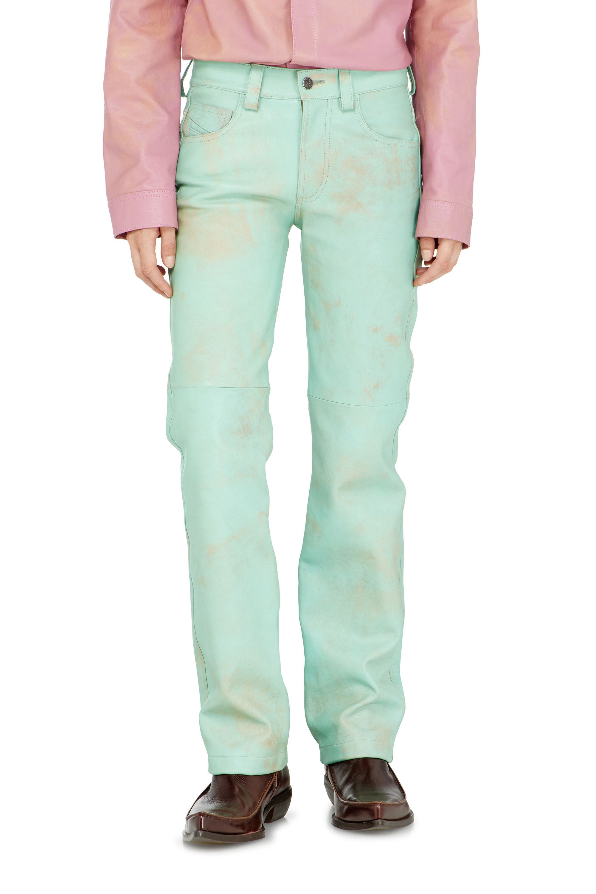 Diesel - L-POCKA, Woman's Pants in treated leather in null - 2