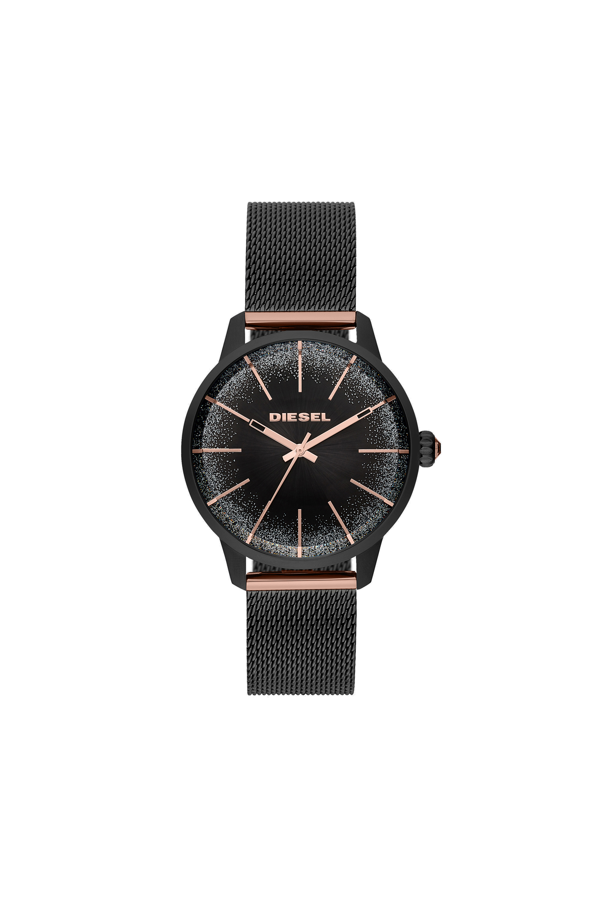 Diesel - DZ5577, Woman's Castilla three-hand watch in black stainless steel in Black/Pink - 1