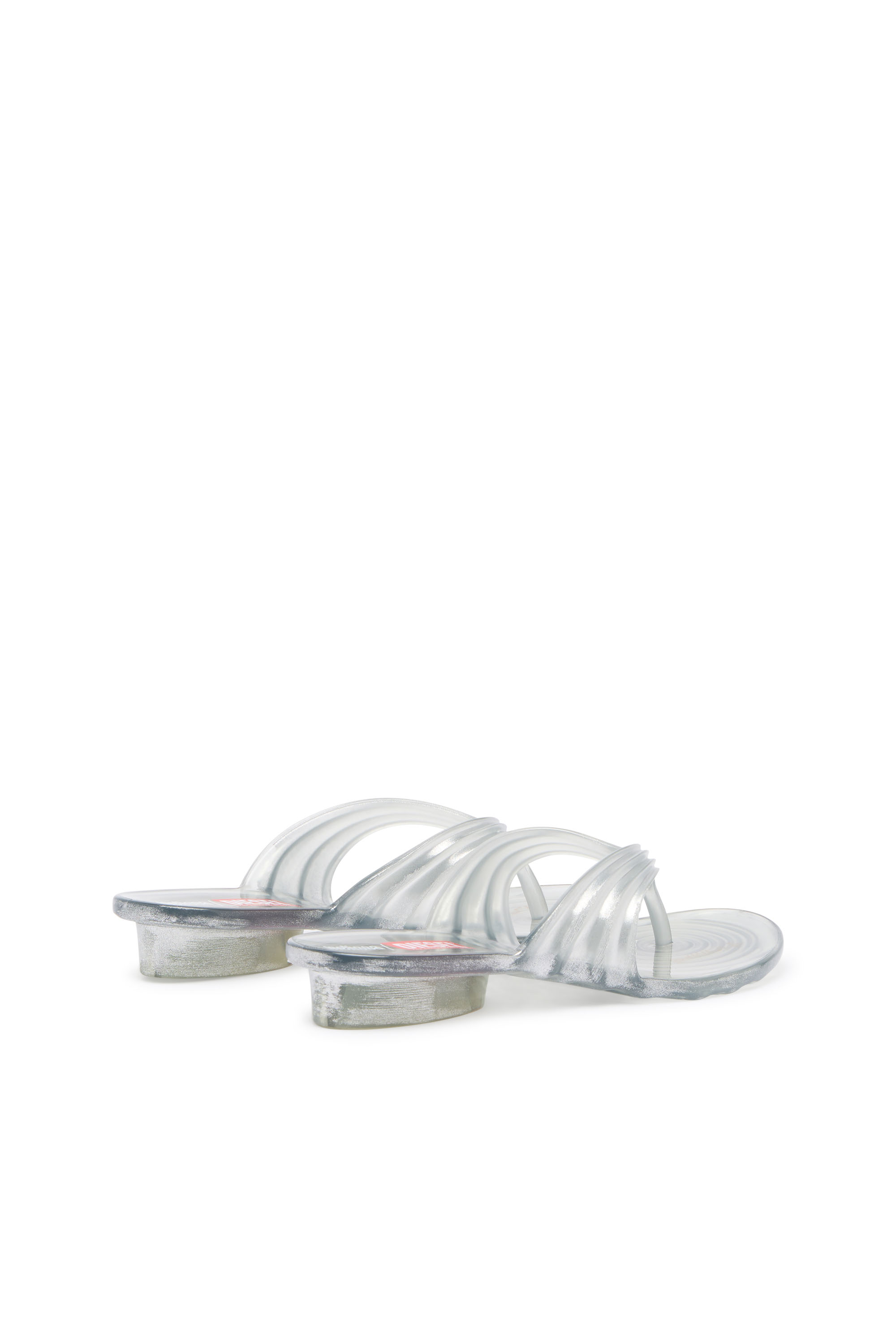Diesel - MELISSA QUANTUM THONG, Woman's Sculptural flip-flops in Melflex&reg; in Silver - 4