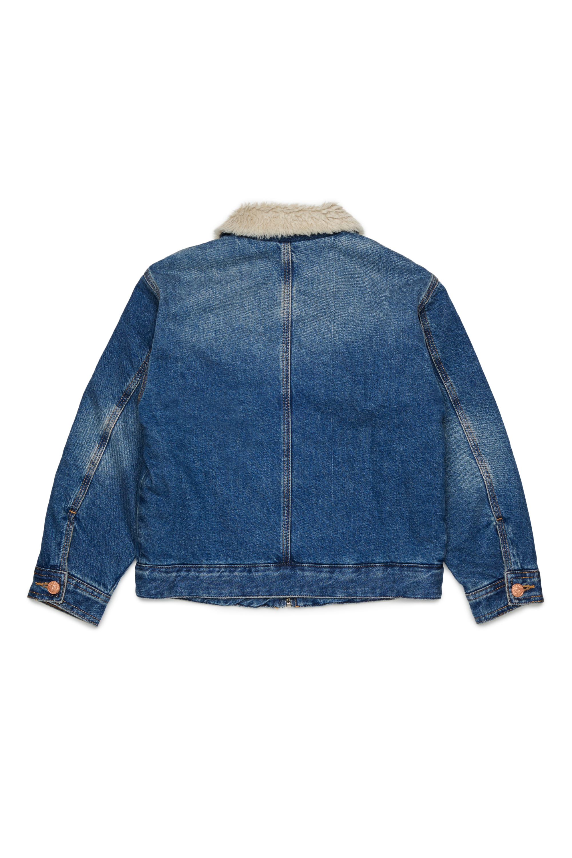 Diesel - JOMOX-FUR, Man's Denim jacket with teddy fleece collar in Medium blue - 2