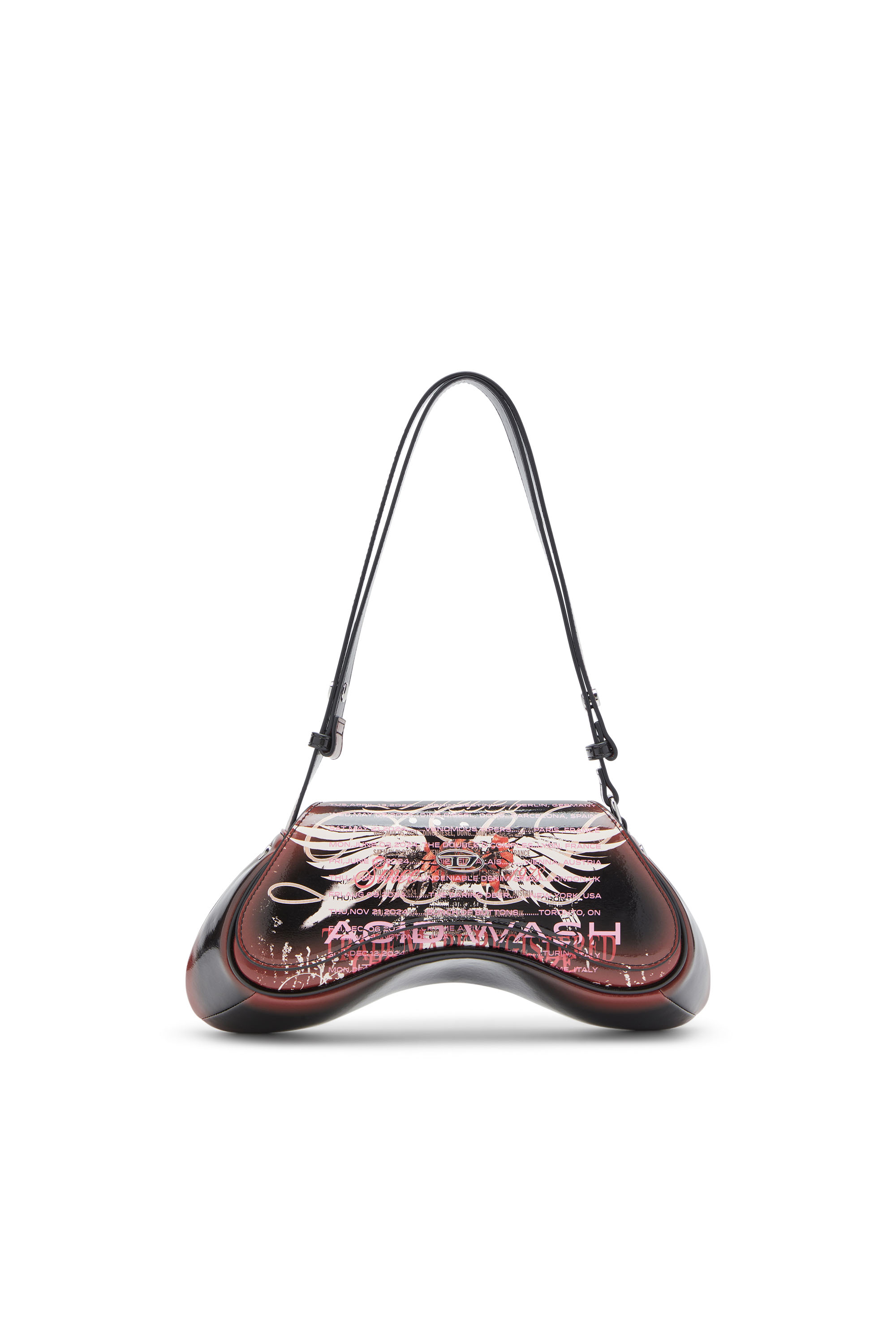 Diesel - PLAY CROSSBODY, Woman's Play-Shoulder bag in printed glossy PU in Black/Brown - 1