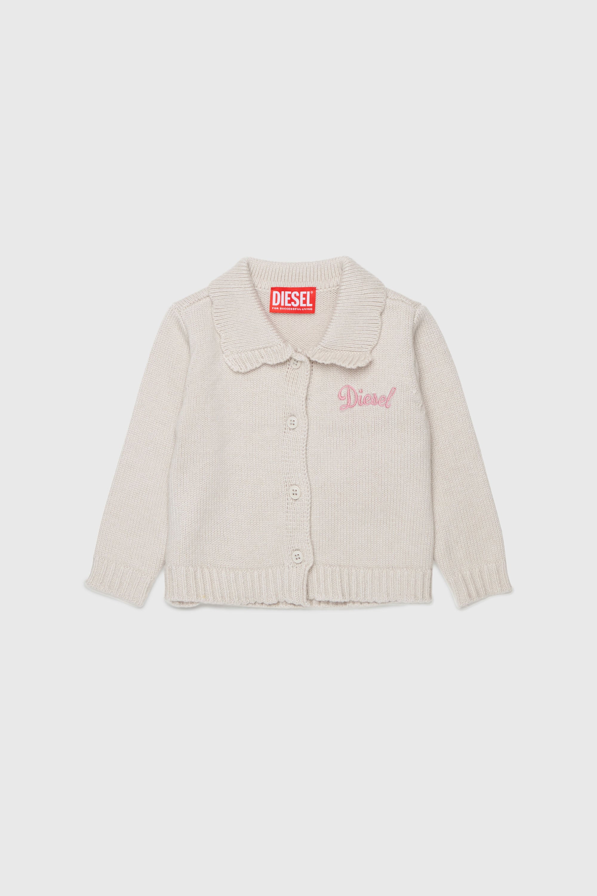 Diesel - KSCALOB, Woman's Cashmere-enriched cardigan with scalloped collar in White - 2