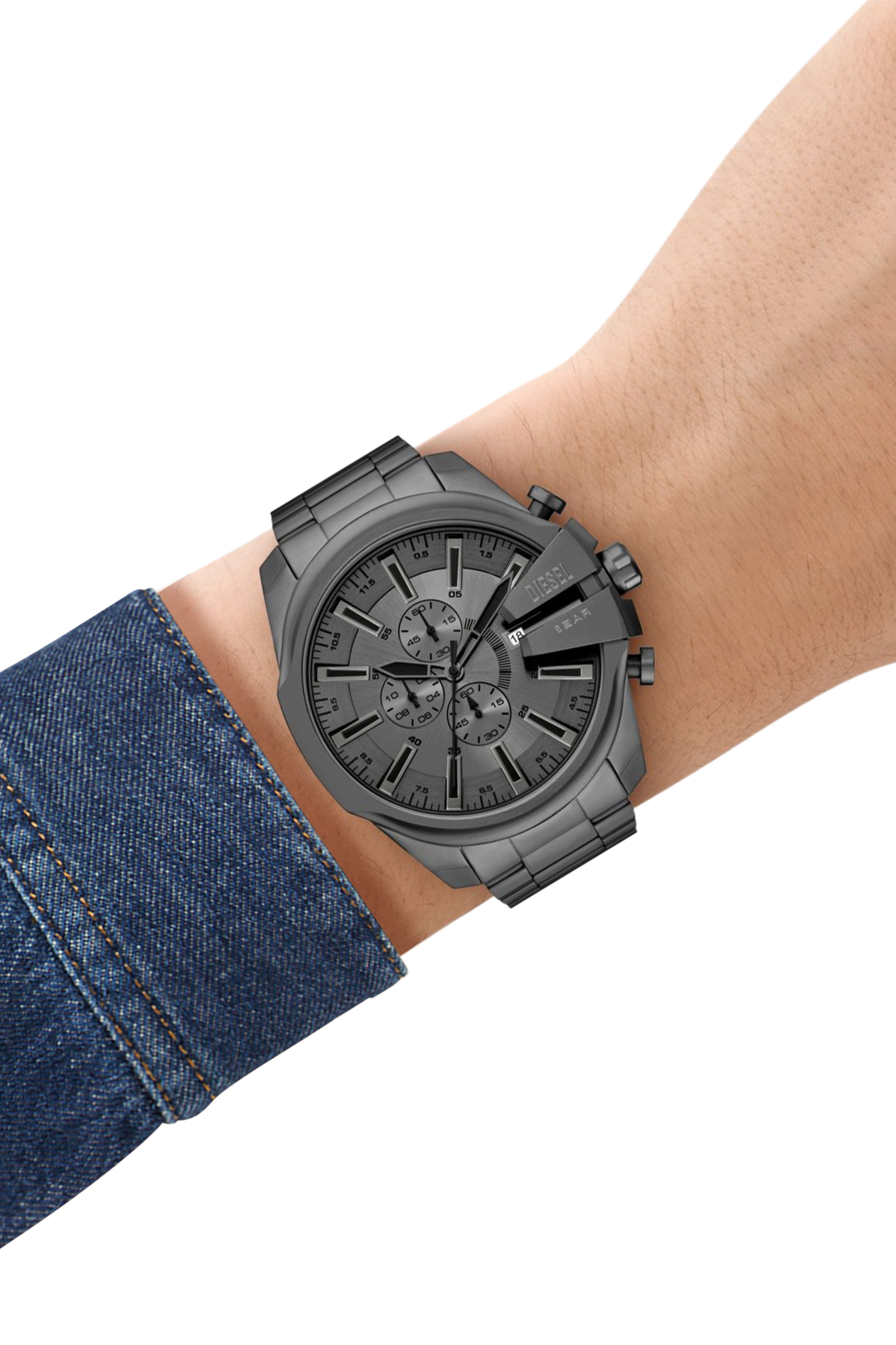 Diesel - DZ4676, Man's Diesel Mega Chief Slim Chronograph Gray Stainless Steel Watch in Dark grey - 5