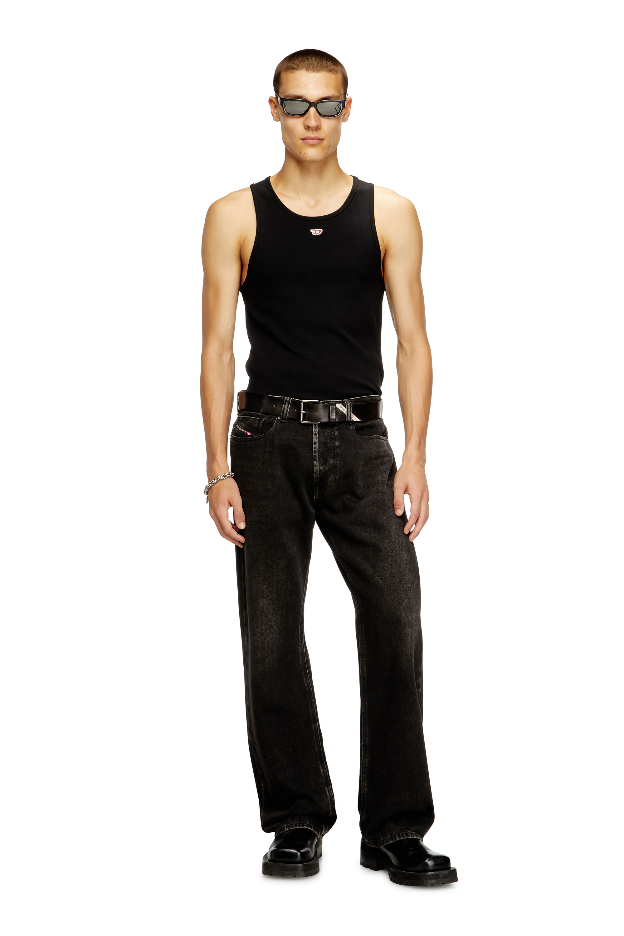 Diesel - T-LIFTY-D, Man's Tank top with mini D logo patch in Black - 1