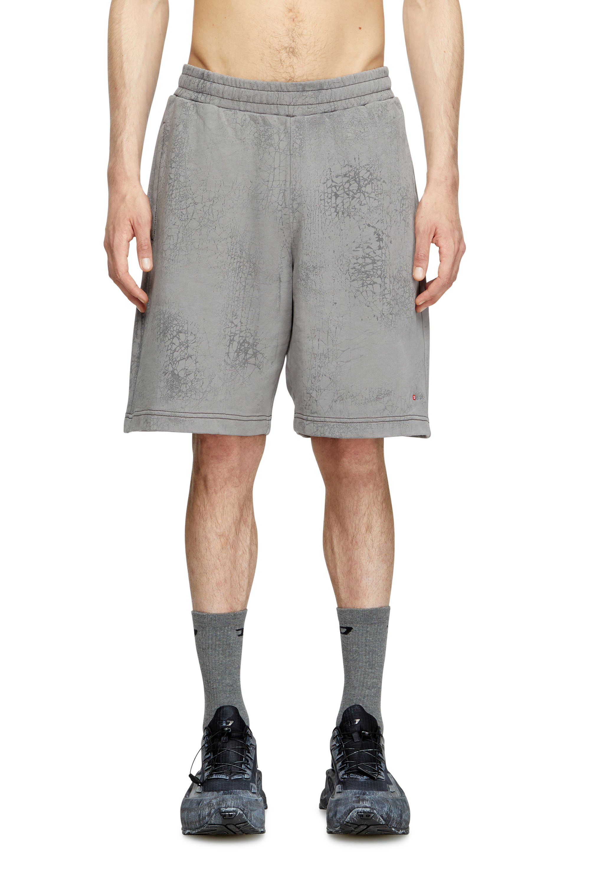 Diesel - P-CREW, Man's Shorts in waxed jersey in Grey - 1