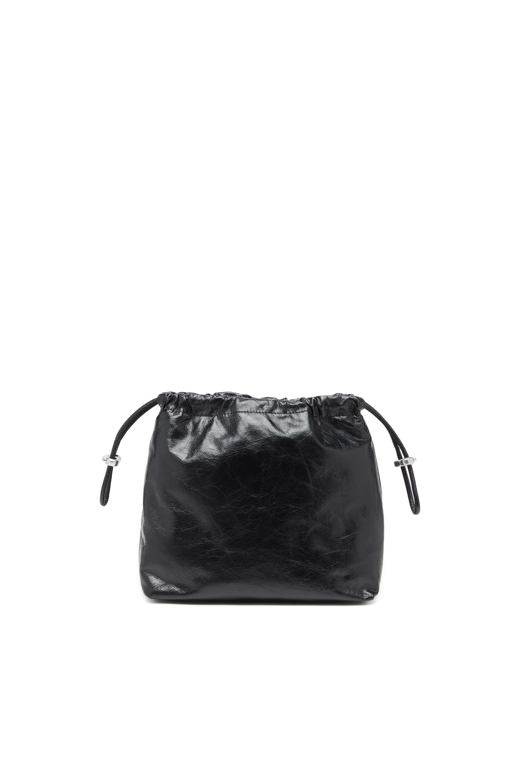 Diesel - SCRUNCH-D BUCKET, Woman's Scrunch-D-Bucket bag in shiny wrinkled leather in Black - 2