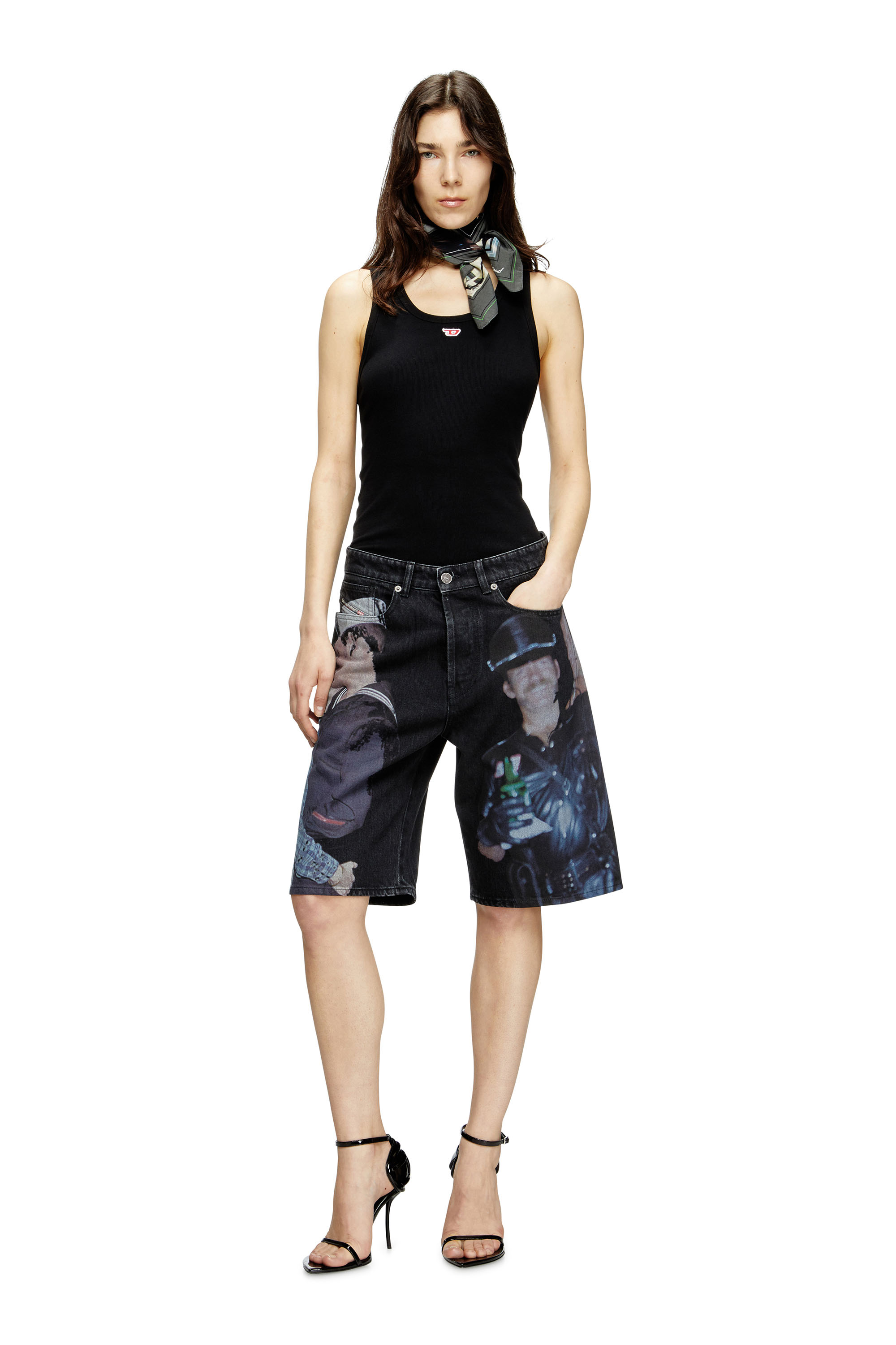 Diesel - PR-D-RIXFORD-S, Unisex's Denim shorts with multicolour print in Black - 5