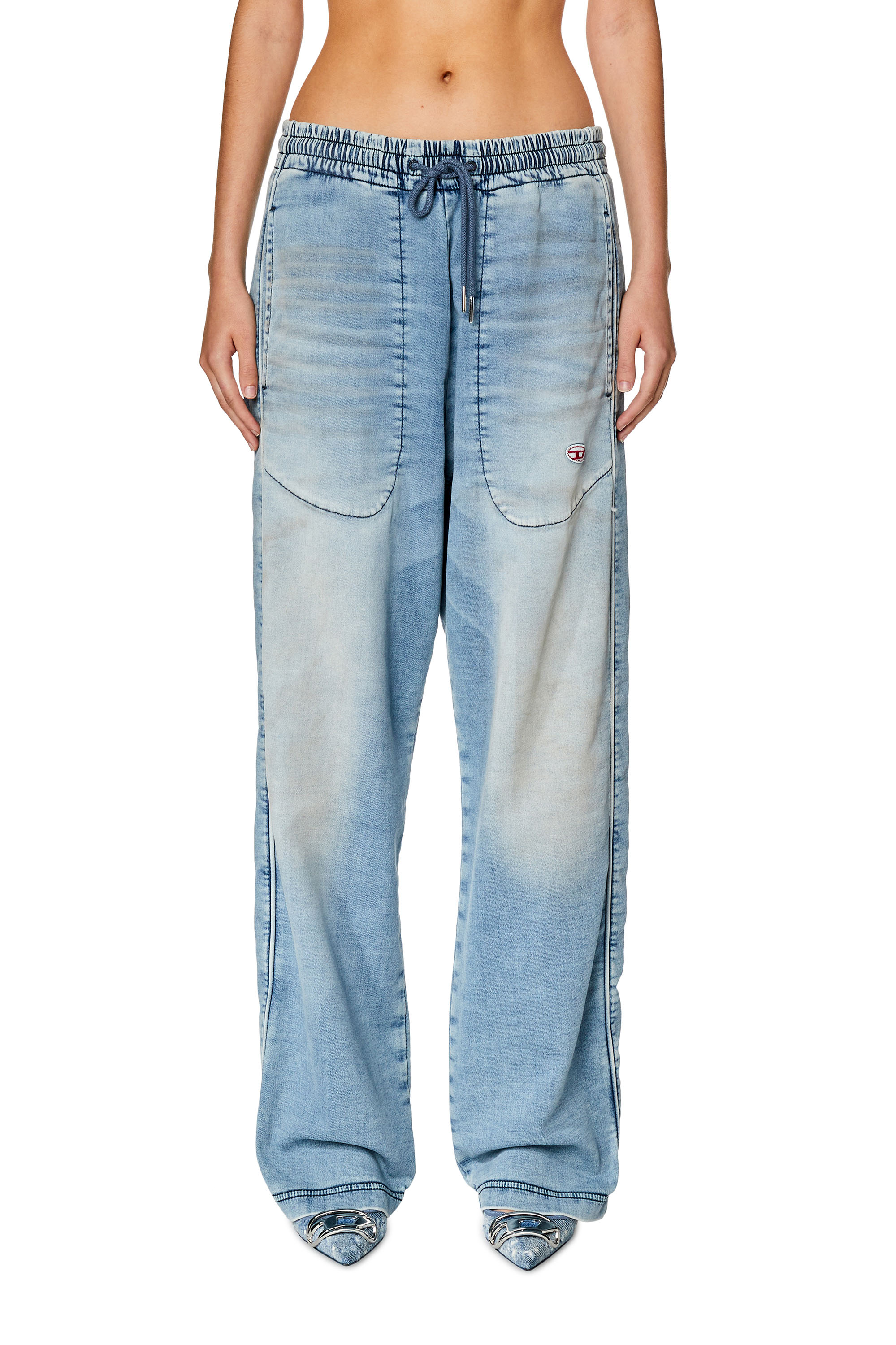 Diesel - Straight D-Martians Track Denim 068FK, Light Blue - Image 2