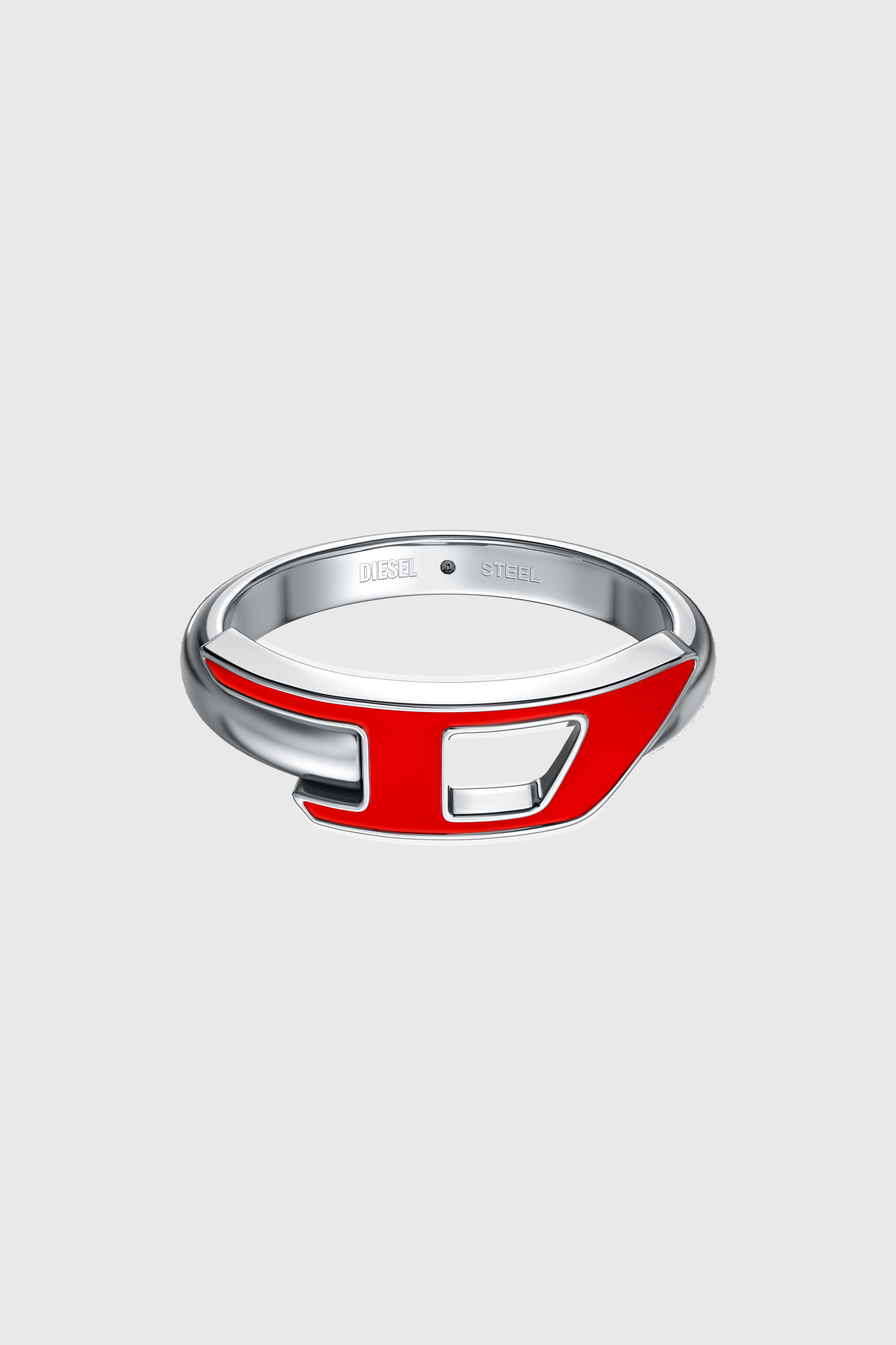 Diesel - DX1688040 JEWELLERY, Unisex's Stainless steel band ring in Silver/Red - 3