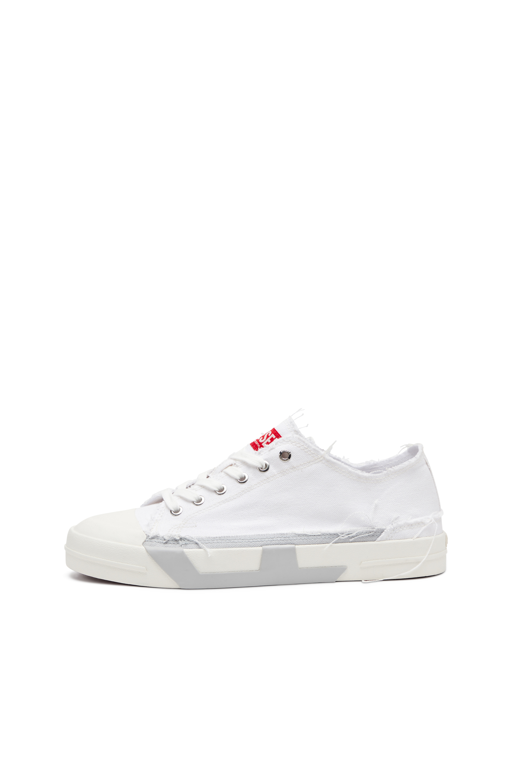 S-D-VERSE LOW W, White/Grey Diesel - S-D-VERSE LOW W, Woman's S-D-Verse-Sneakers in frayed canvas in White/Grey - 7