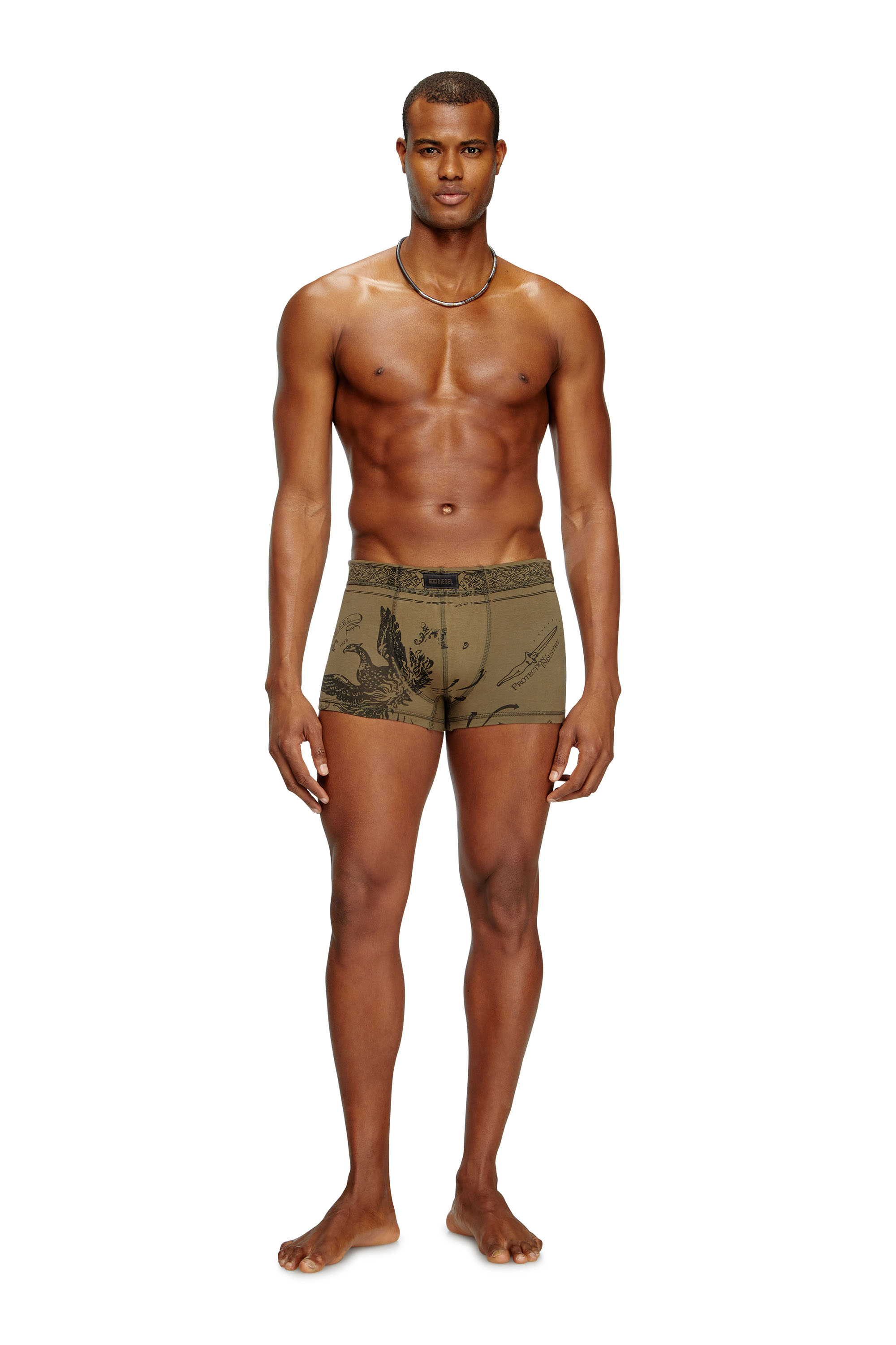 Diesel - DAMIEN-UTLT, Man's Boxer briefs with Phoenix print in Military Green - 1