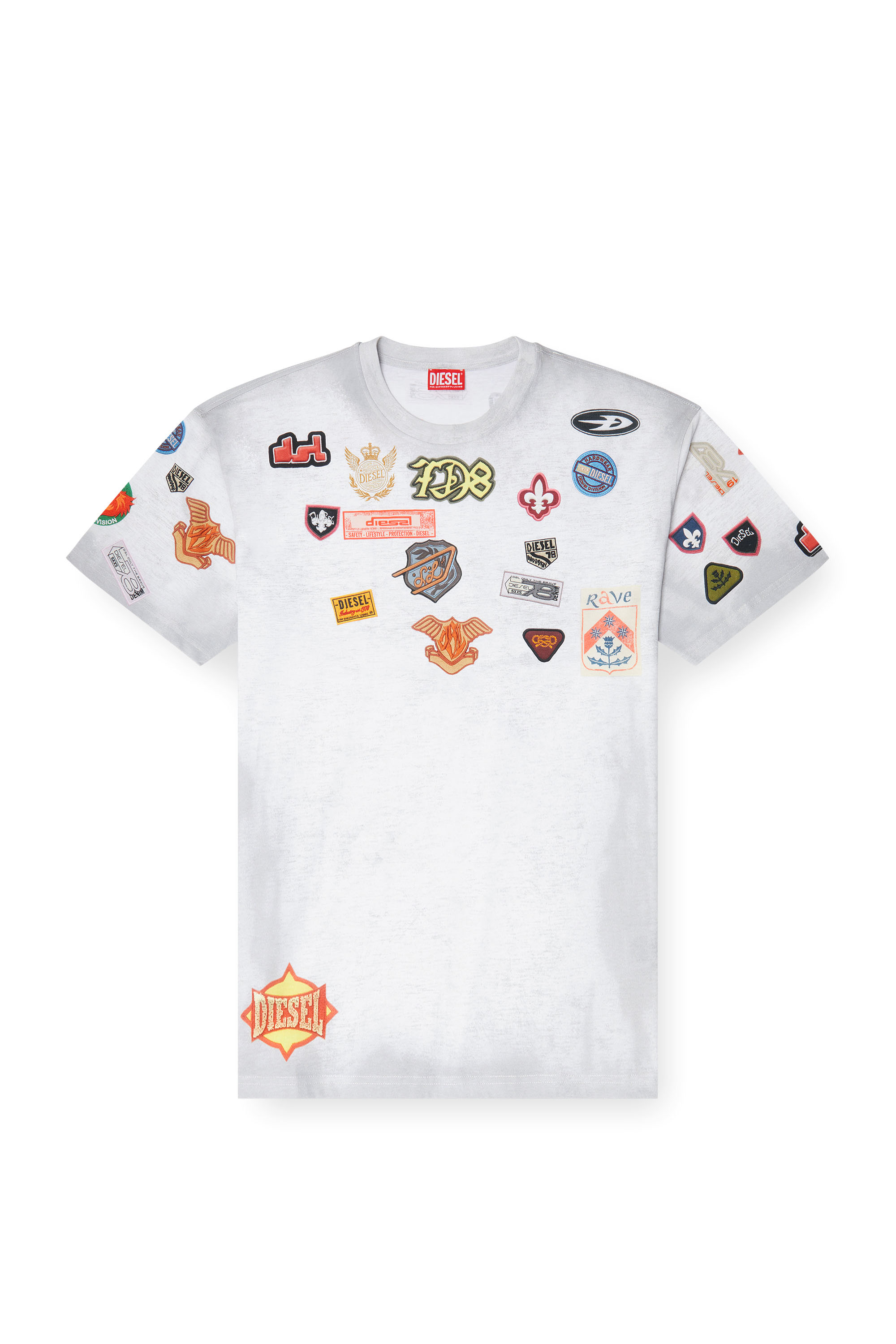 Diesel - T-BOXT-AA6, Man's Cotton T-shirt with all-over patches print in null - 3