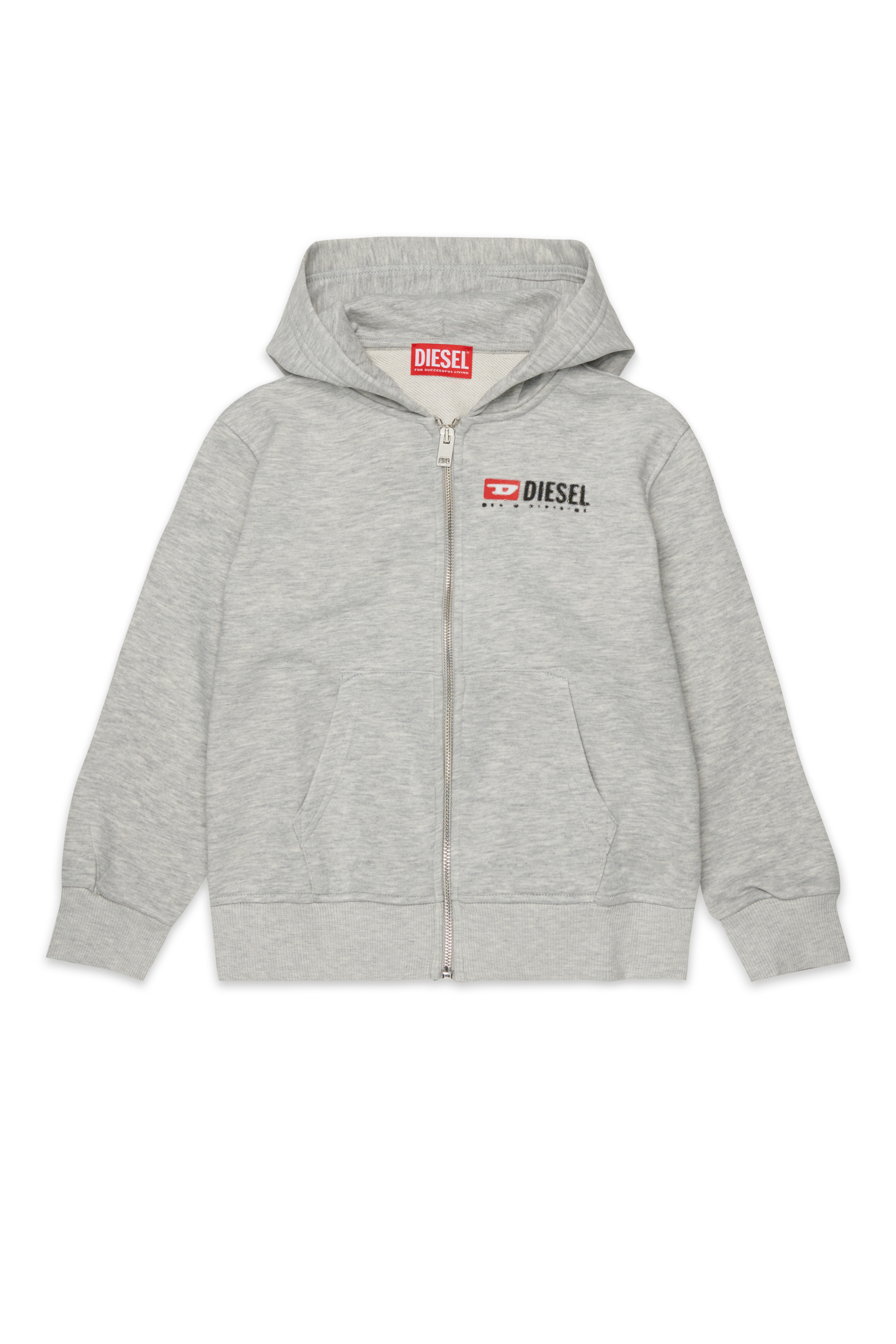 Diesel - SDROPSHOODZ OVER, Man's Cotton zip-up hoodie in Grey - 1