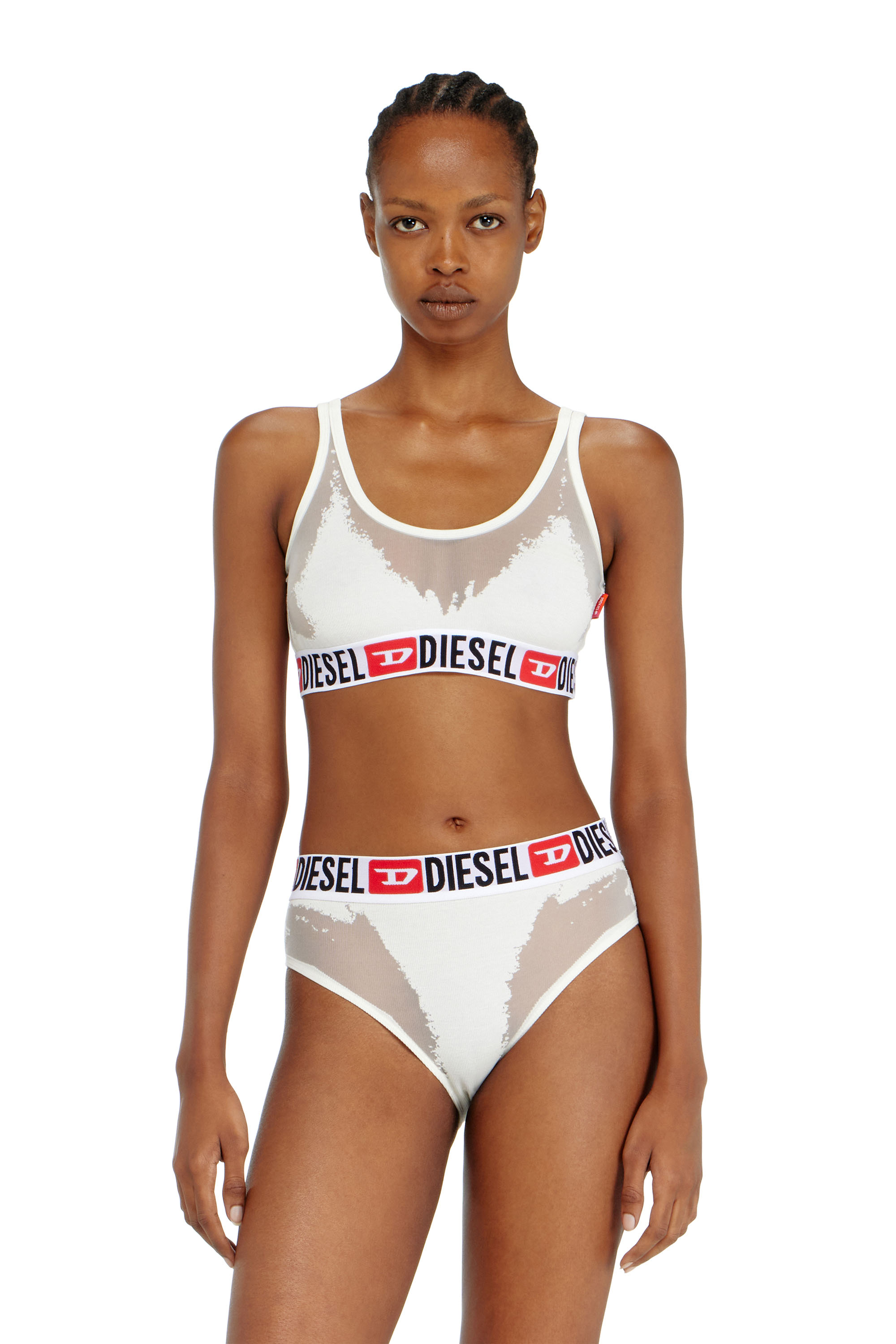 Diesel - PR-ORIBA-D-CORE, Woman's Bralette with sheer devor&eacute; effect in White - 3