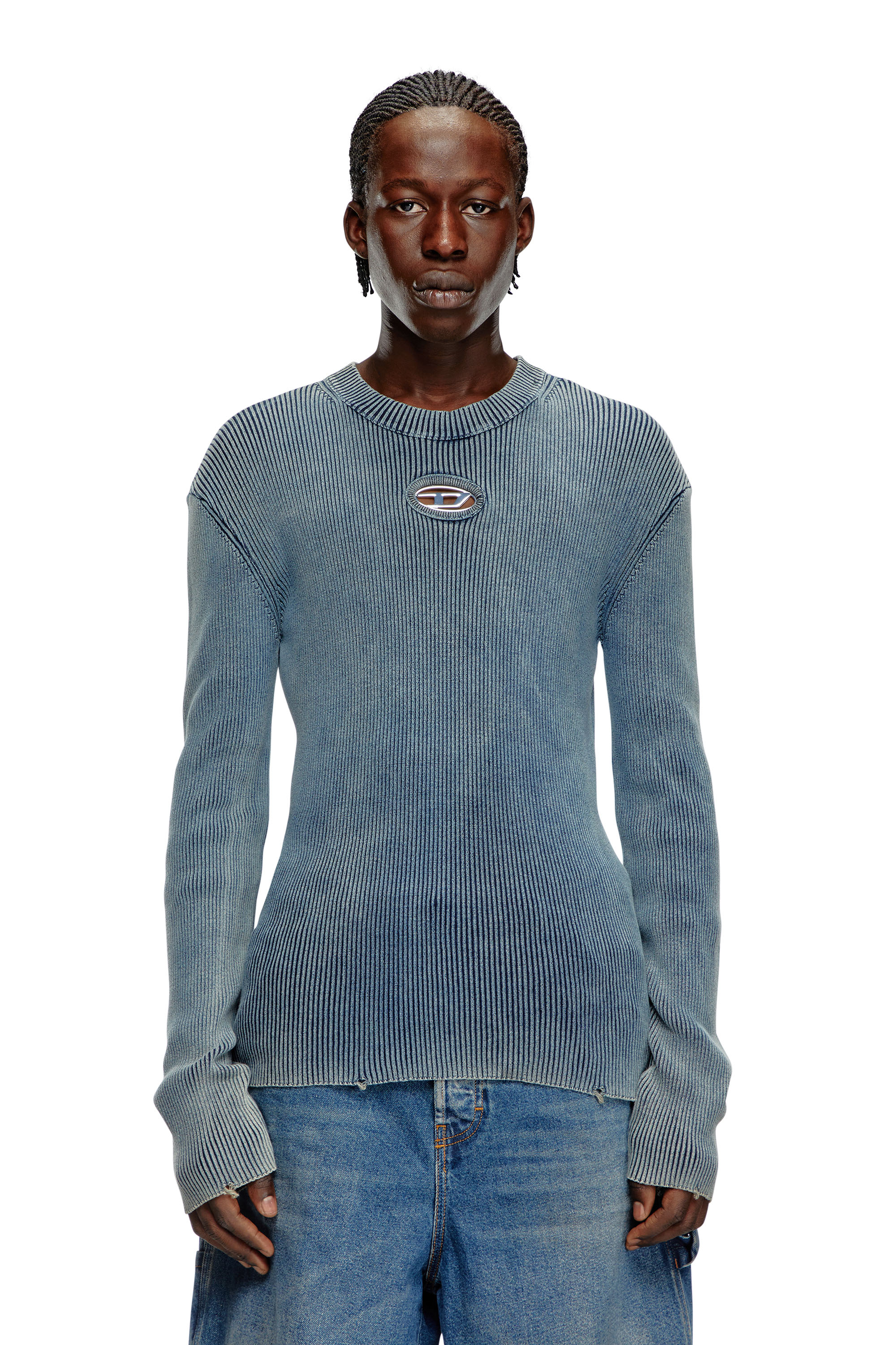 K-DARIN-A, Blue Diesel - K-DARIN-A, Man's Cut-out jumper with Oval D in Blue - 6