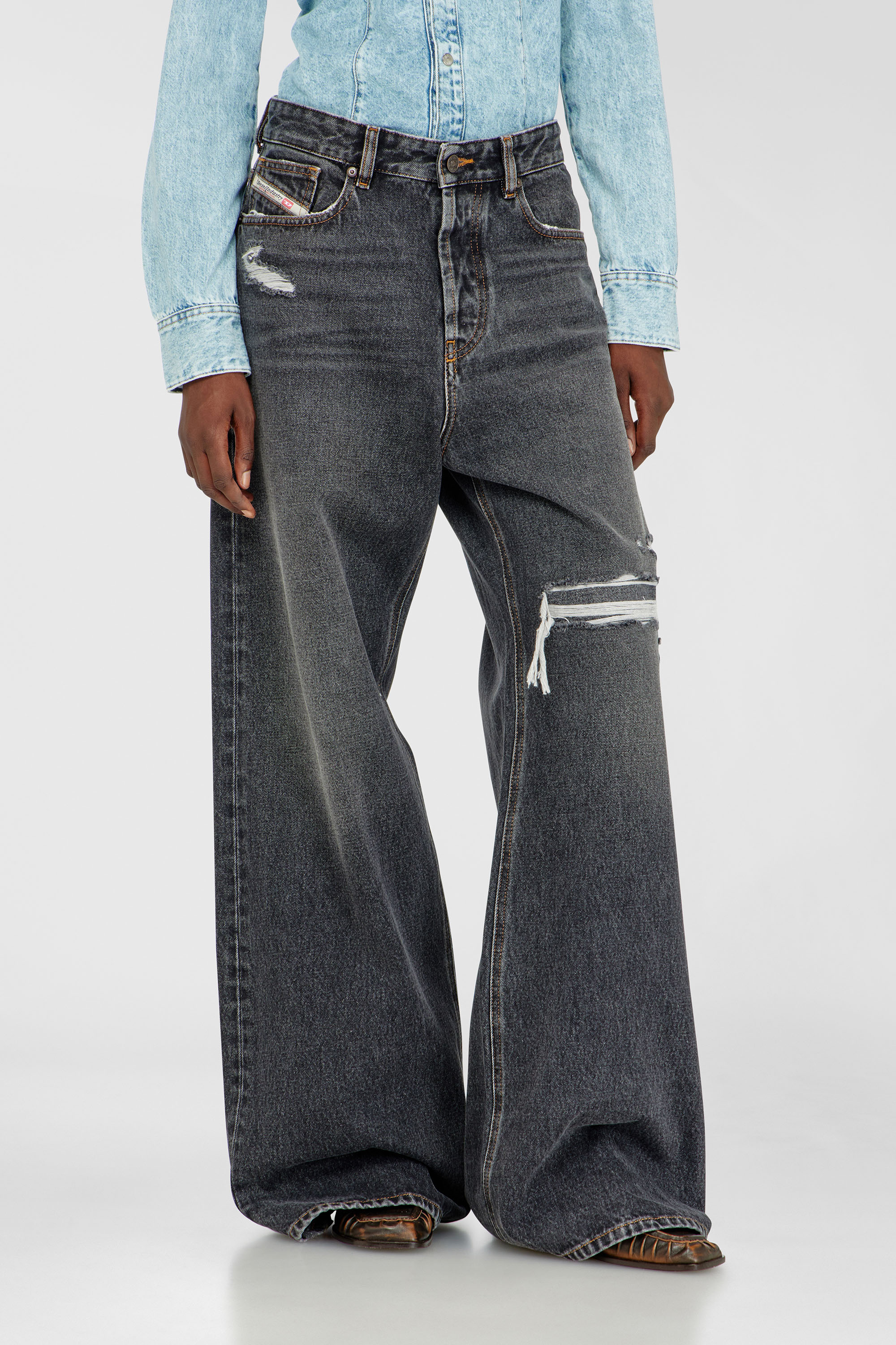 Diesel - Unisex's Relaxed Jeans 1996 D-Sire 007F6, Black/Dark grey - 2
