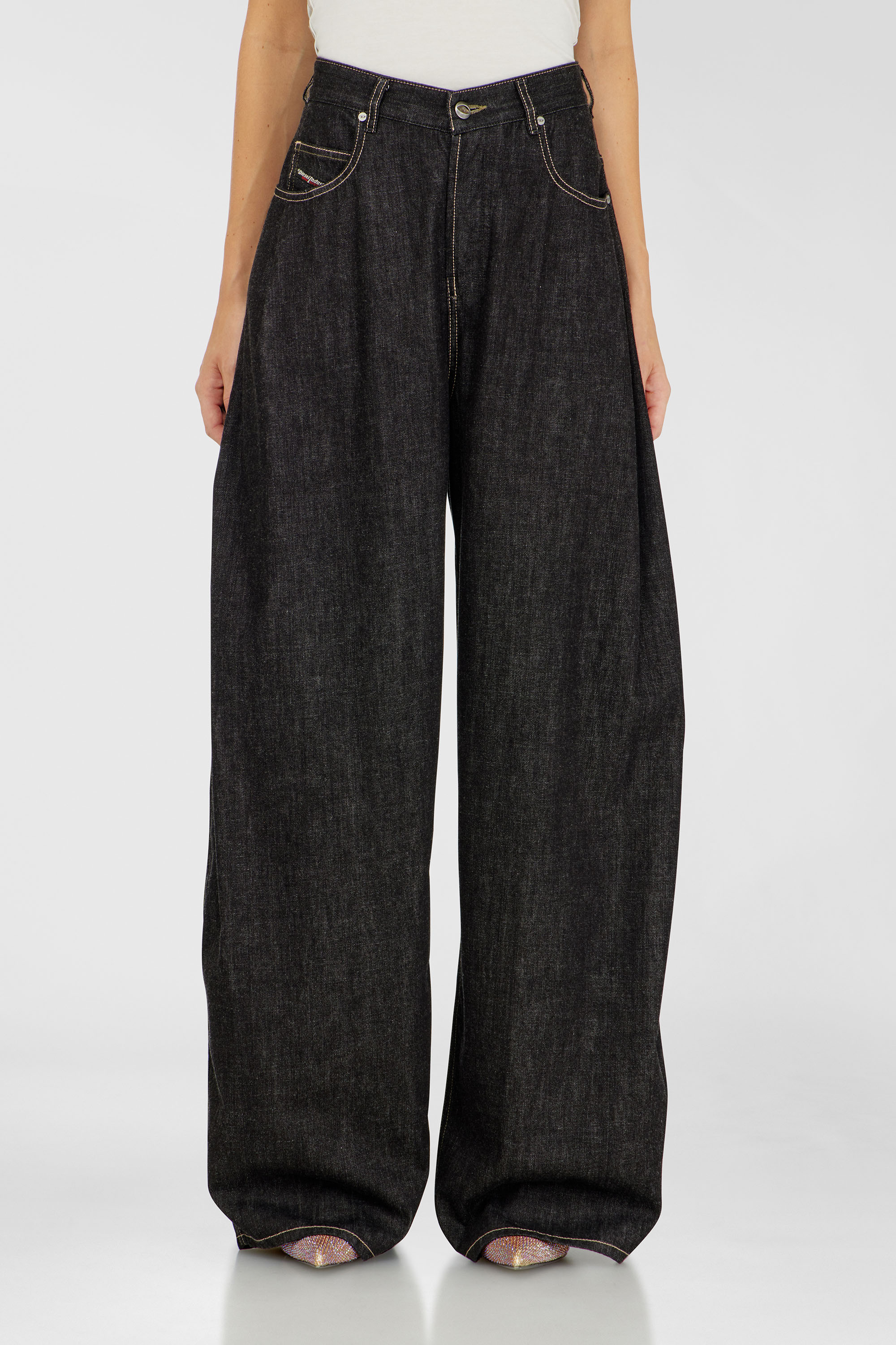 Diesel - Woman's Relaxed Jeans 1987 D-Khelz 09R42, Black/Dark grey - 4