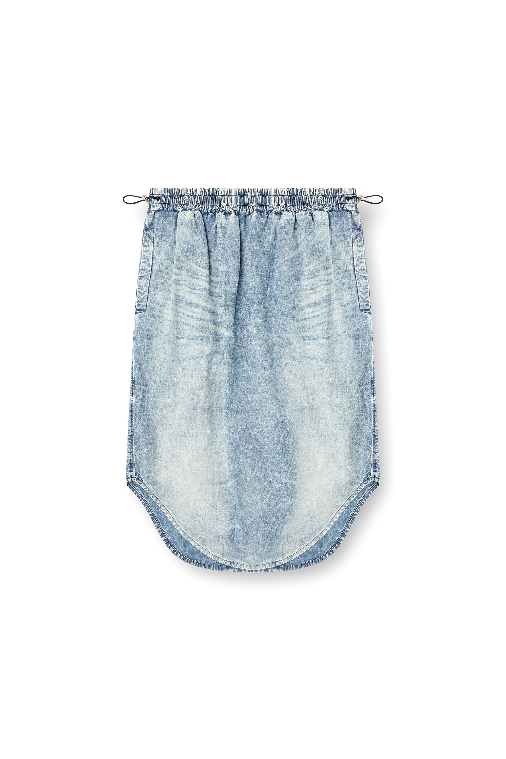 Diesel - DE-ASHLEY-S, Woman's Midi skirt in marbled denim in Light Blue - 2
