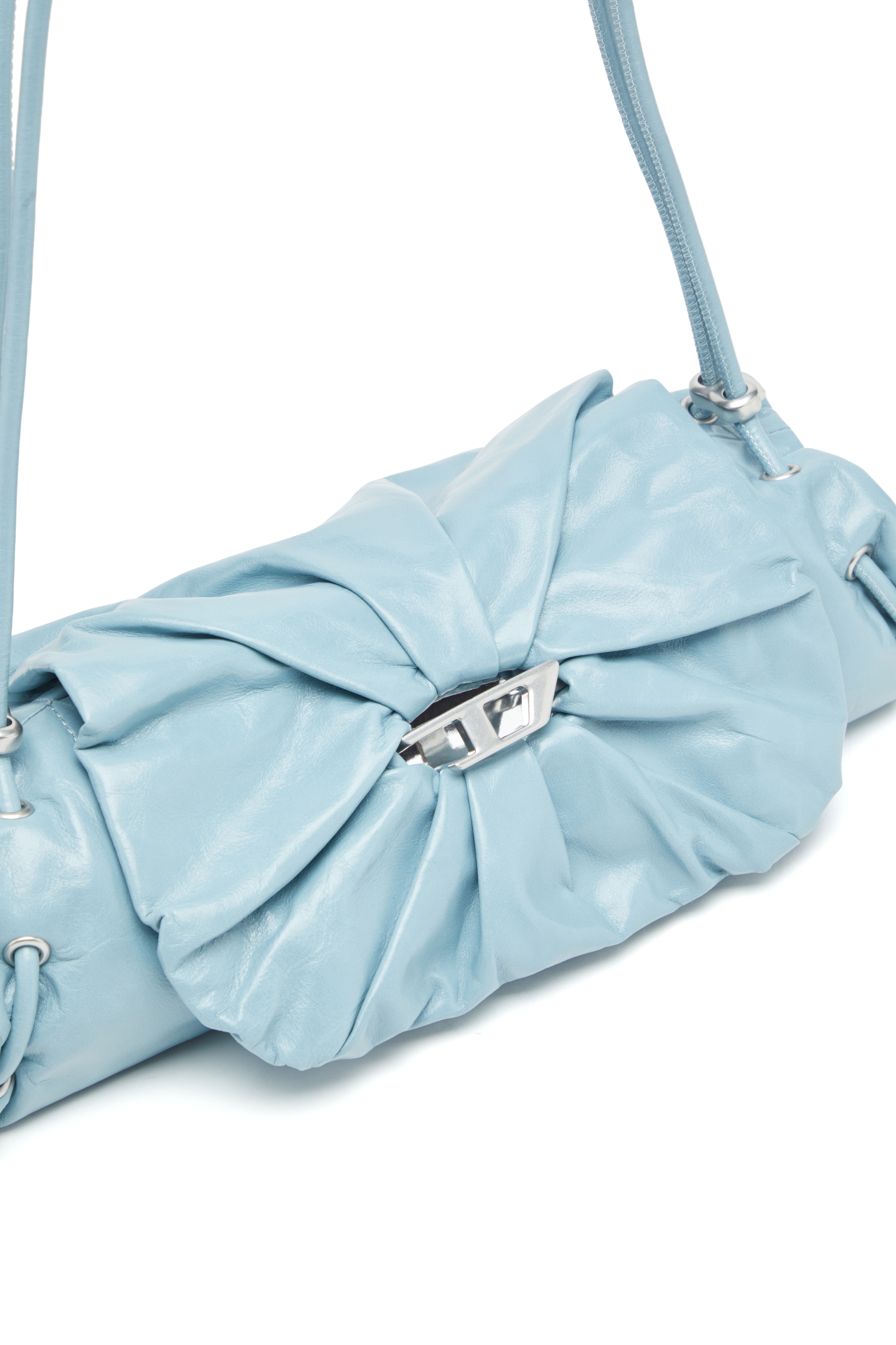 Diesel - SCRUNCH-D SHOULDER S, Woman's Scrunch-D S-Shoulder bag in scrunched leather in Azure - 5