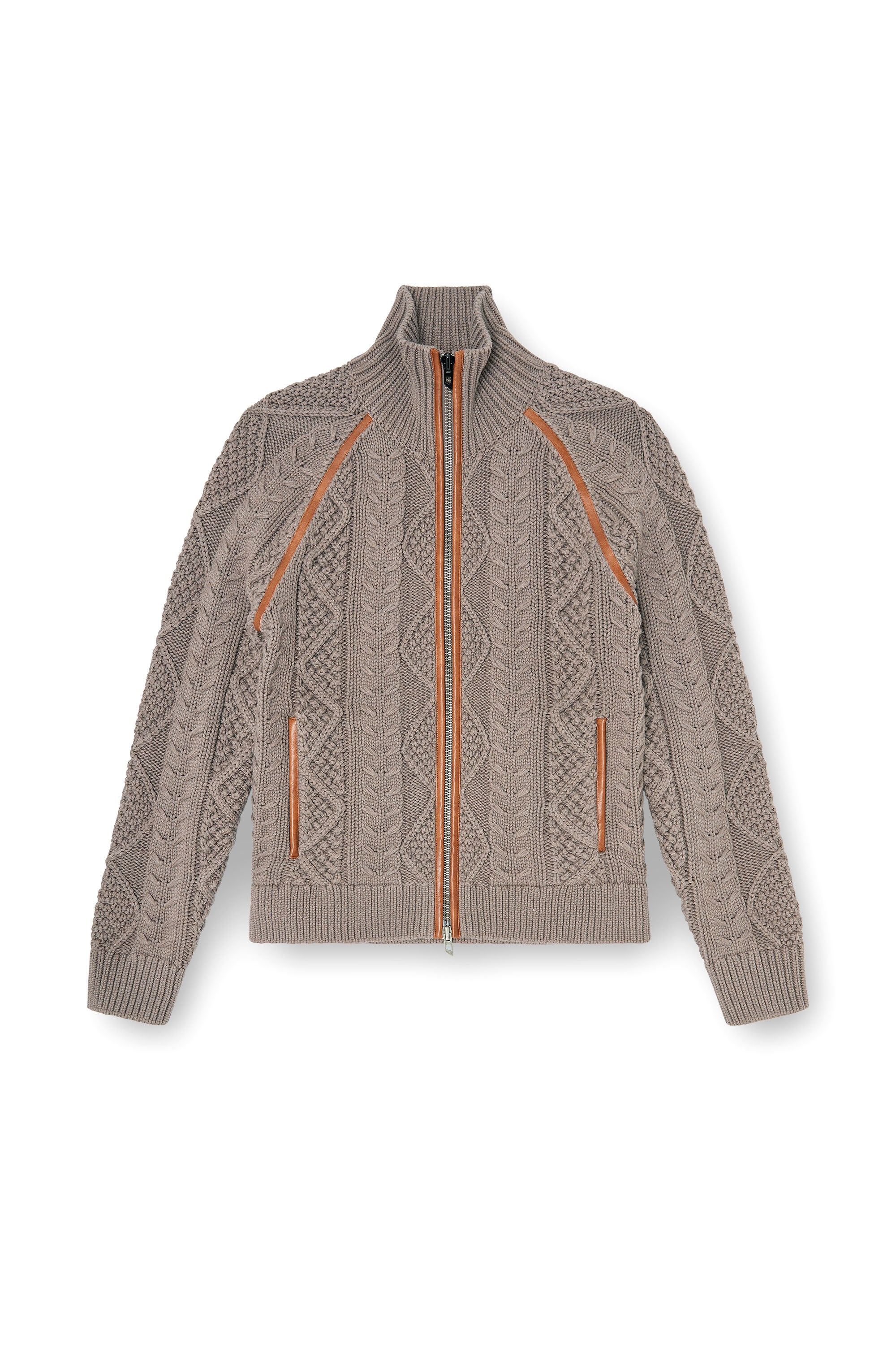 Diesel - K-INOKI, Man's Zip cardigan in cable knit in Grey - 3