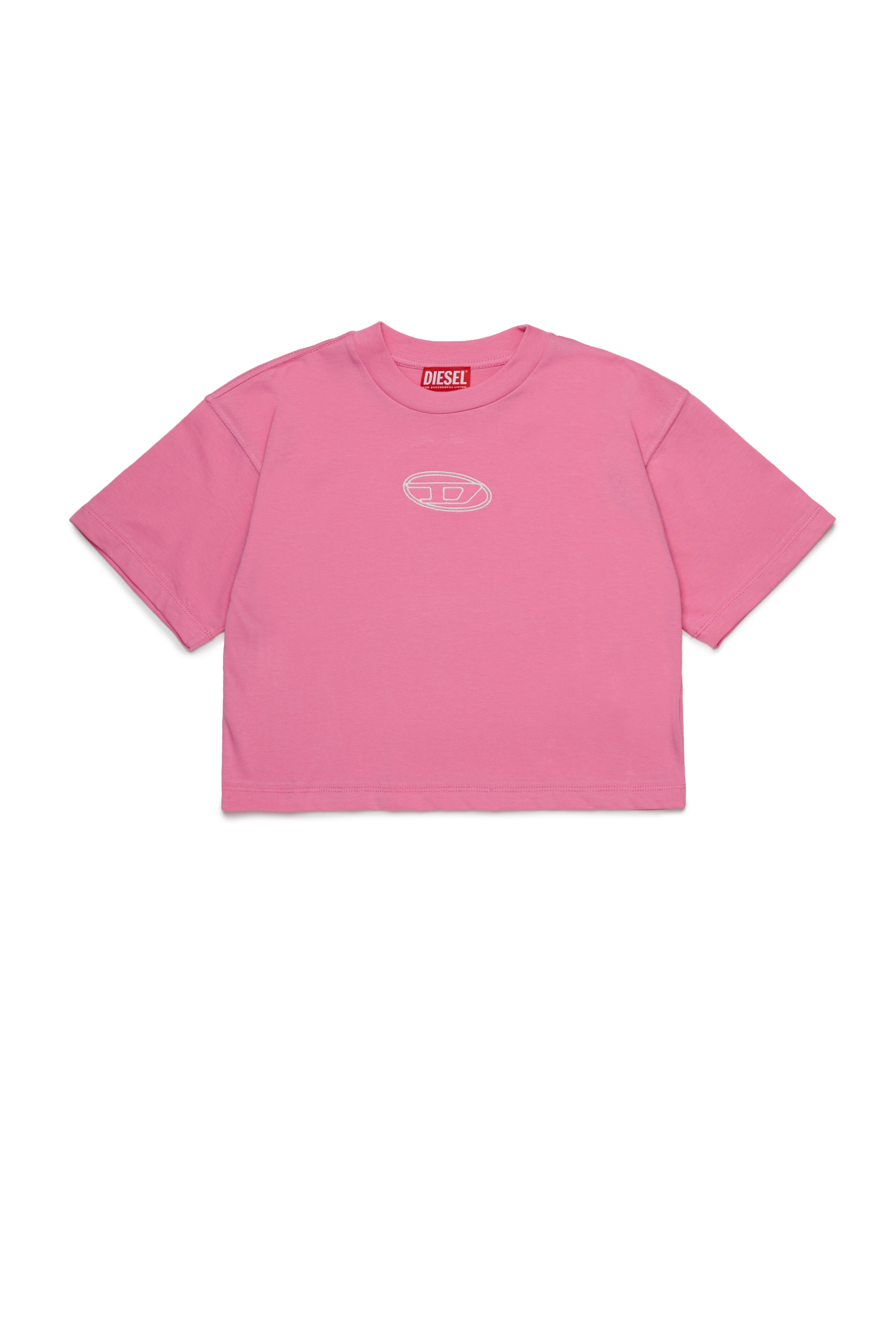 Diesel - TIXAN, Woman's Cotton T-shirt with central logo in Pink - 1