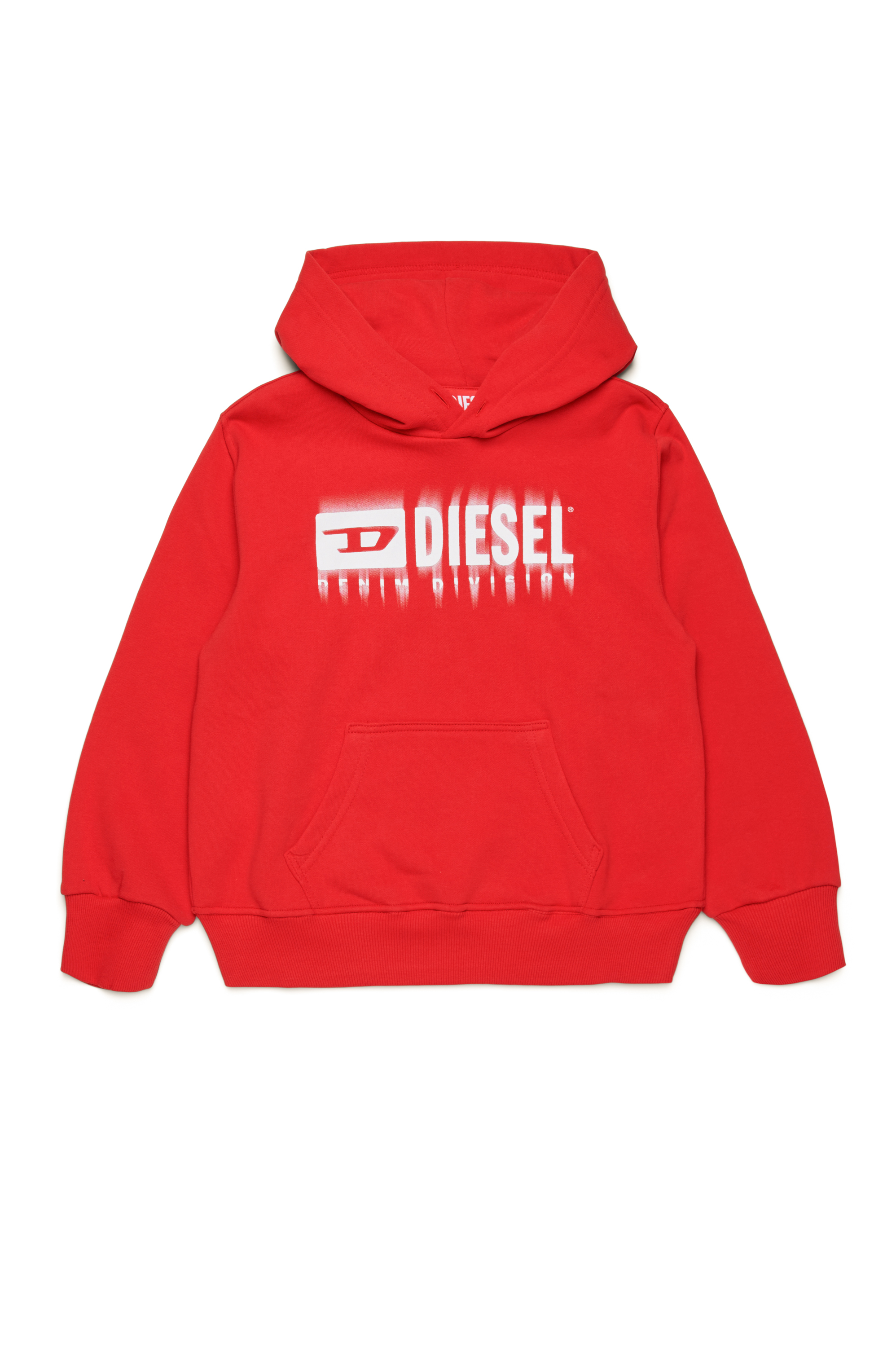 Diesel - SGINNHOODL5 OVER, Man's Hoodie with smudged logo in Red - 1