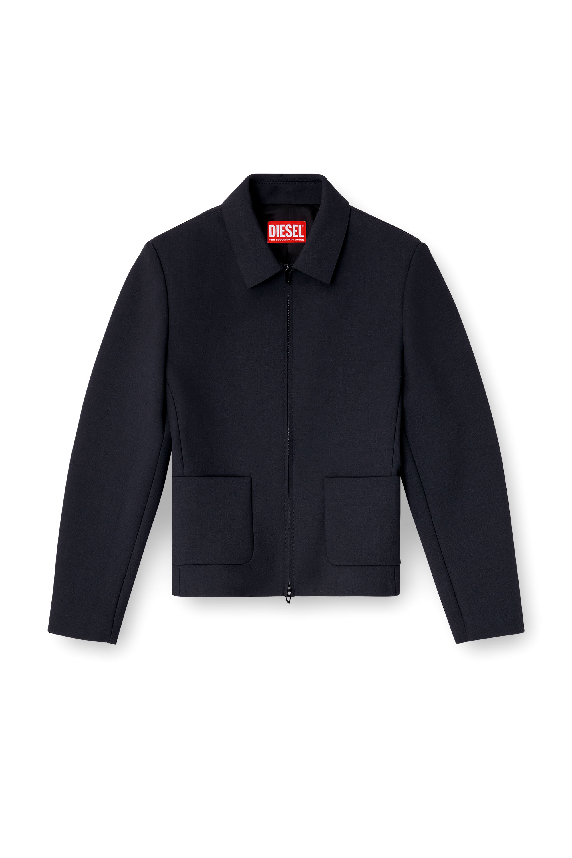 G-CESARA-BOND, Dark Blue Diesel - G-CESARA-BOND, Woman's Collared jacket in neoprene-bonded fabric in Dark Blue - 2