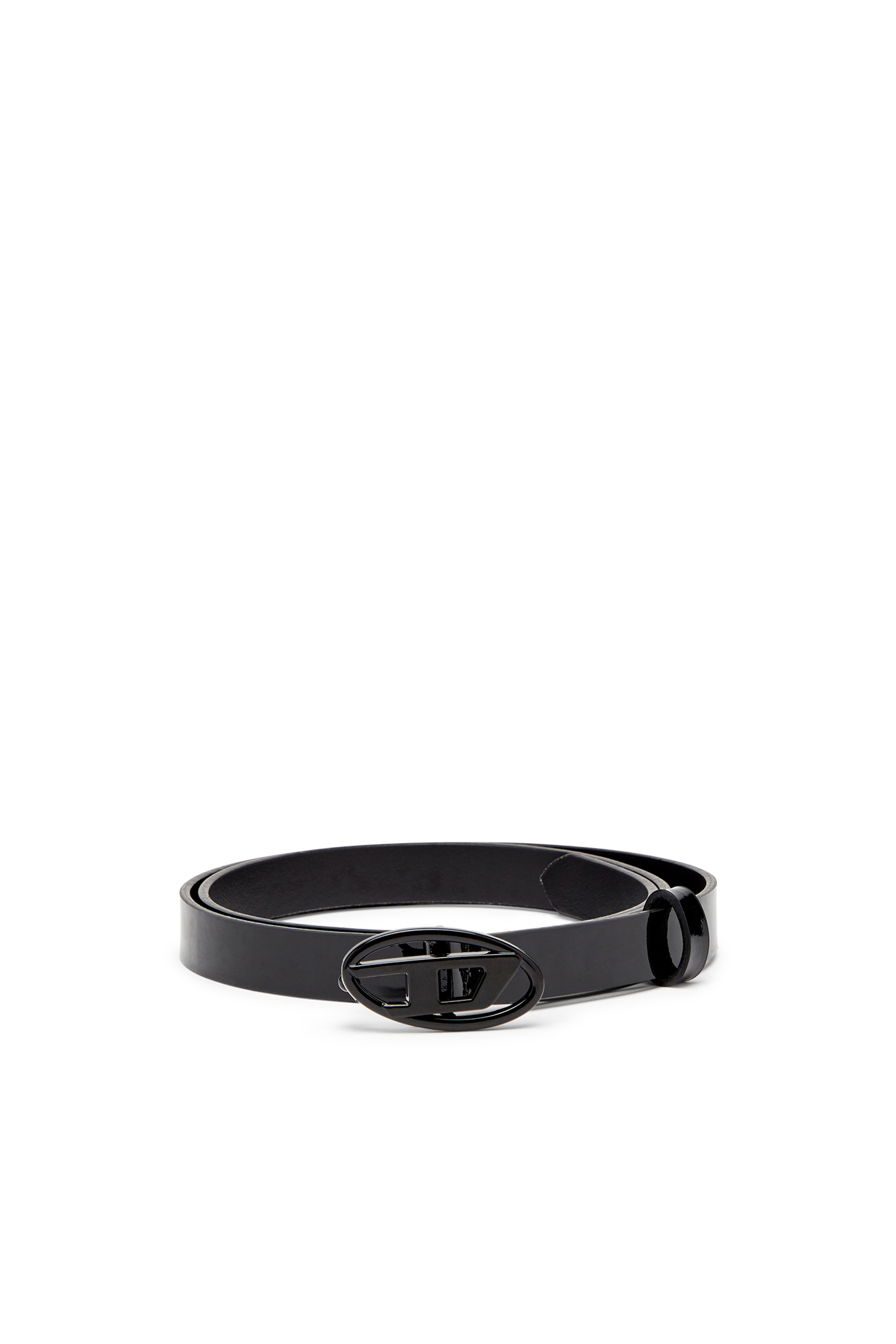 B-PLAY 15, Black Diesel - B-PLAY 15, Woman's 1.5cm slim belt in glossy leather in Black - 1