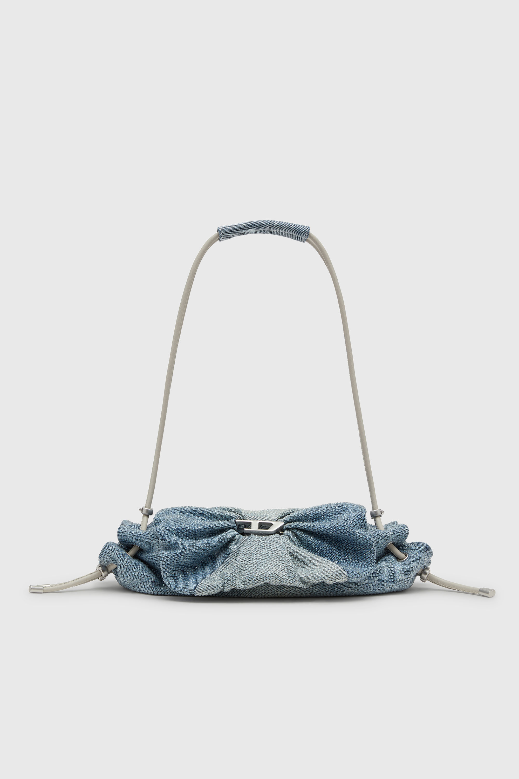 Diesel - SCRUNCH-D SHOULDER S, Woman's Scrunch-D - Shoulder bag in denim with transparent crystals in Blue - 2