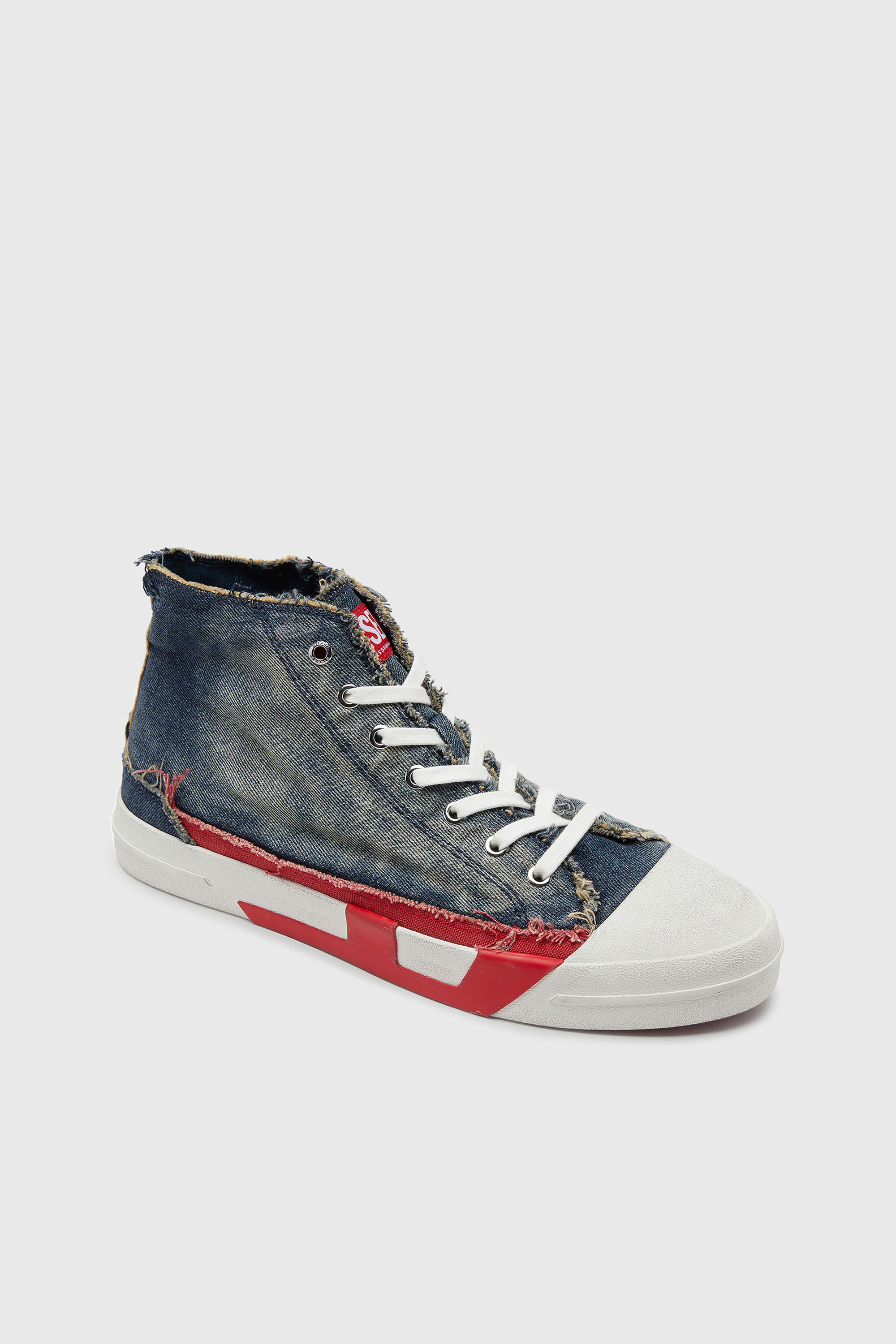 Diesel - S-D-VERSE MID II, Man's D-Verse-High-top sneakers in denim with D logo in Blue/Red - 6