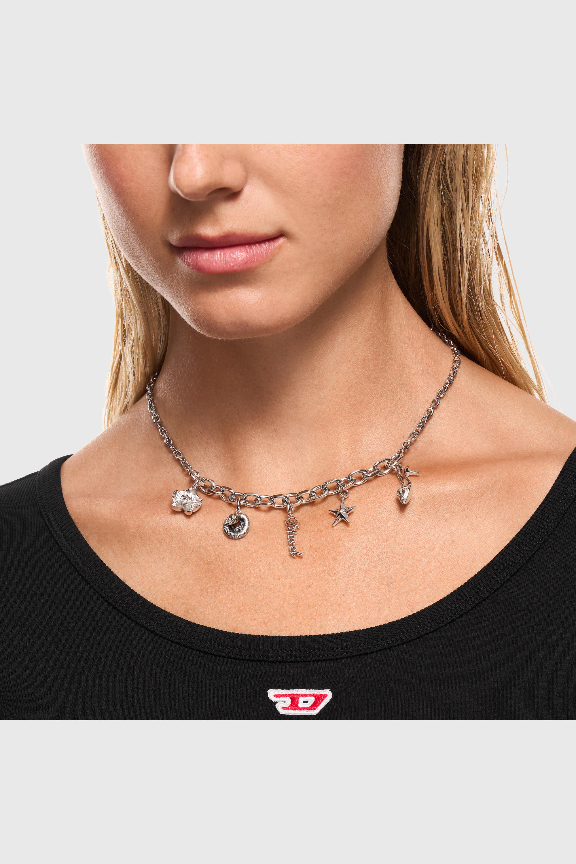 Diesel - DX1745040, Unisex's Stainless steel charm necklace in Silver - 4