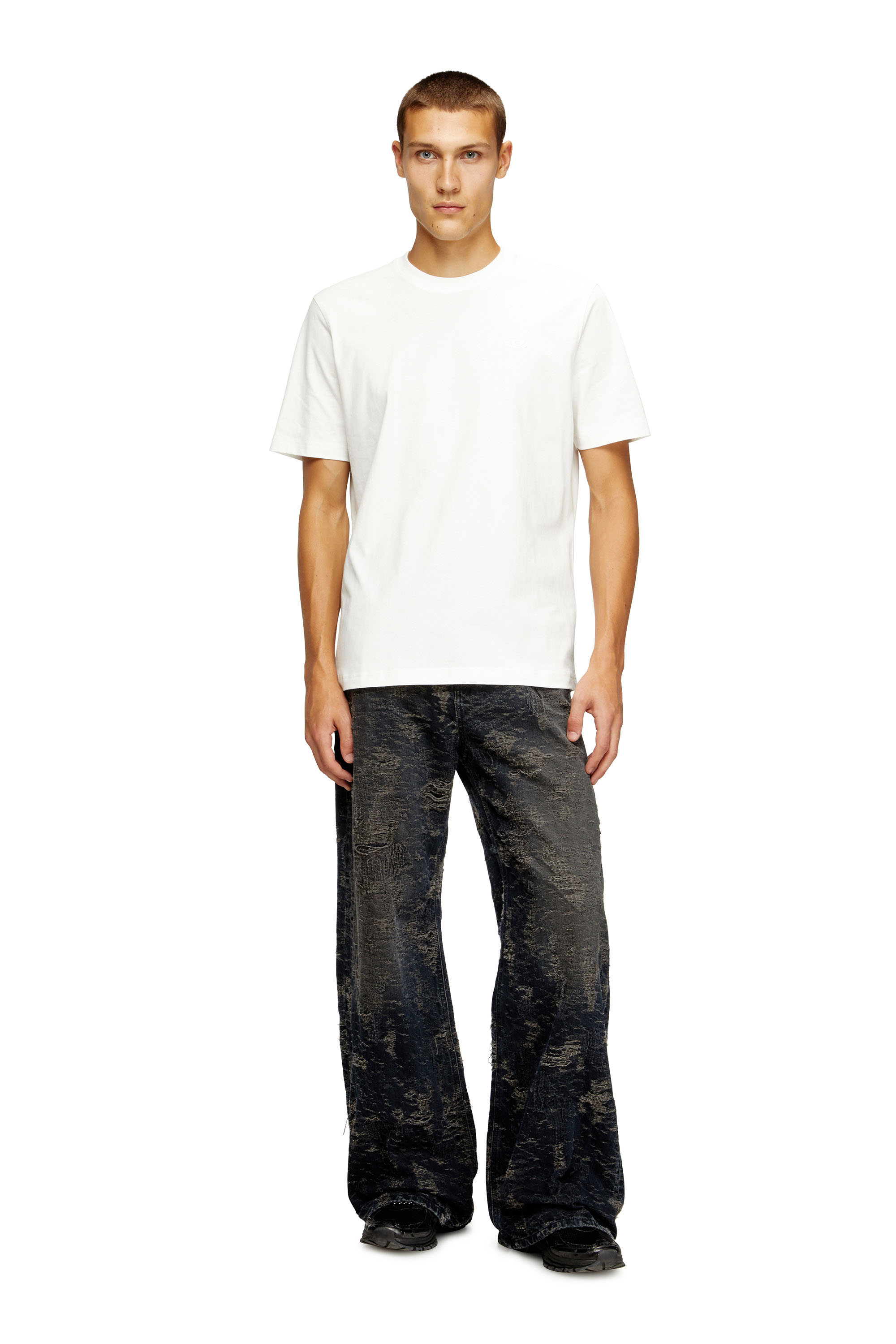 Diesel - T-ADJUST-T10, Man's Cotton t-shirt with graphic print on back in White - 2