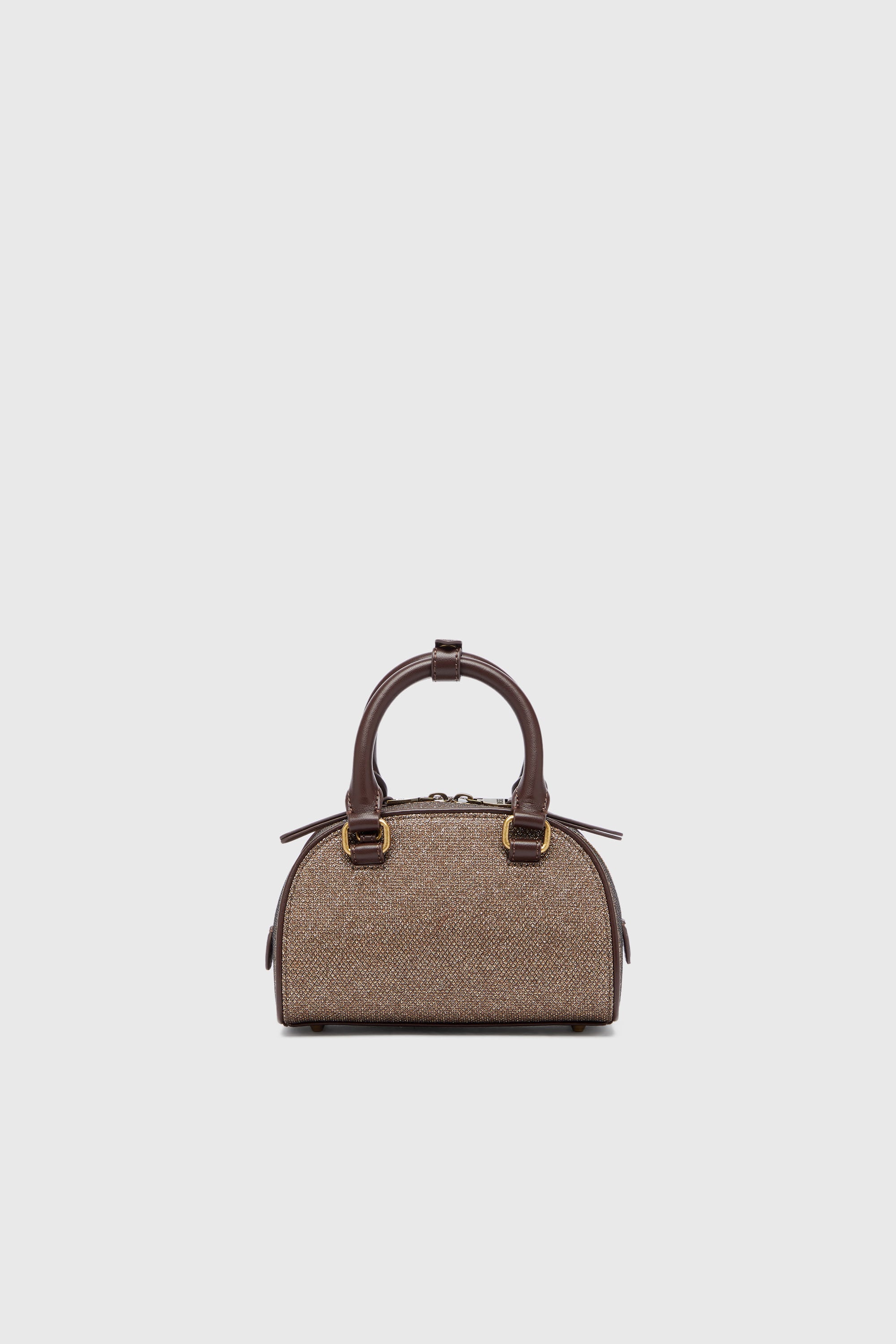 Diesel - 1DR DOME CROSSBODY, Woman's 1DR Dome- Small bowling bag in Lurex fabric in Brown - 2
