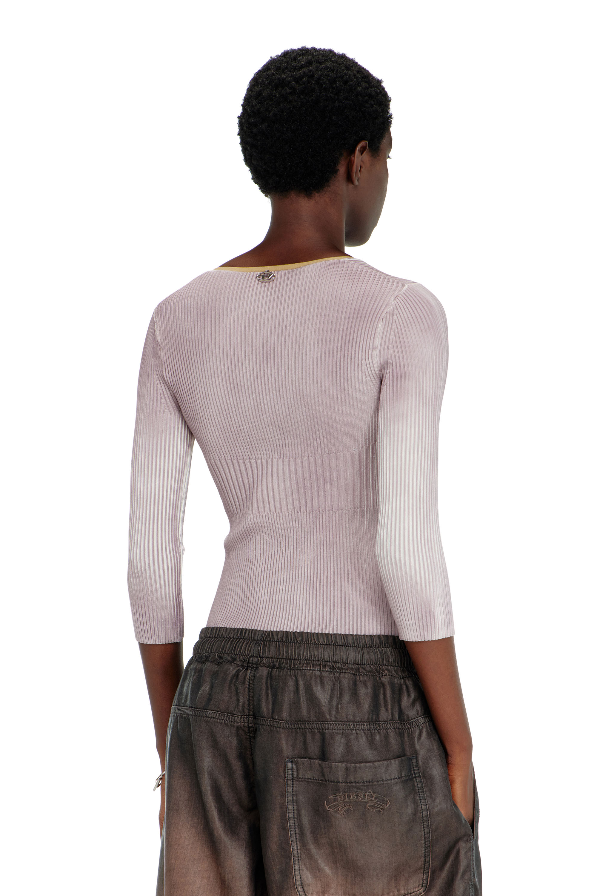 Diesel - T-LEY-AA1, Woman's Bodysuit in ribbed jersey with shadow-patch effects in Medium blue - 4