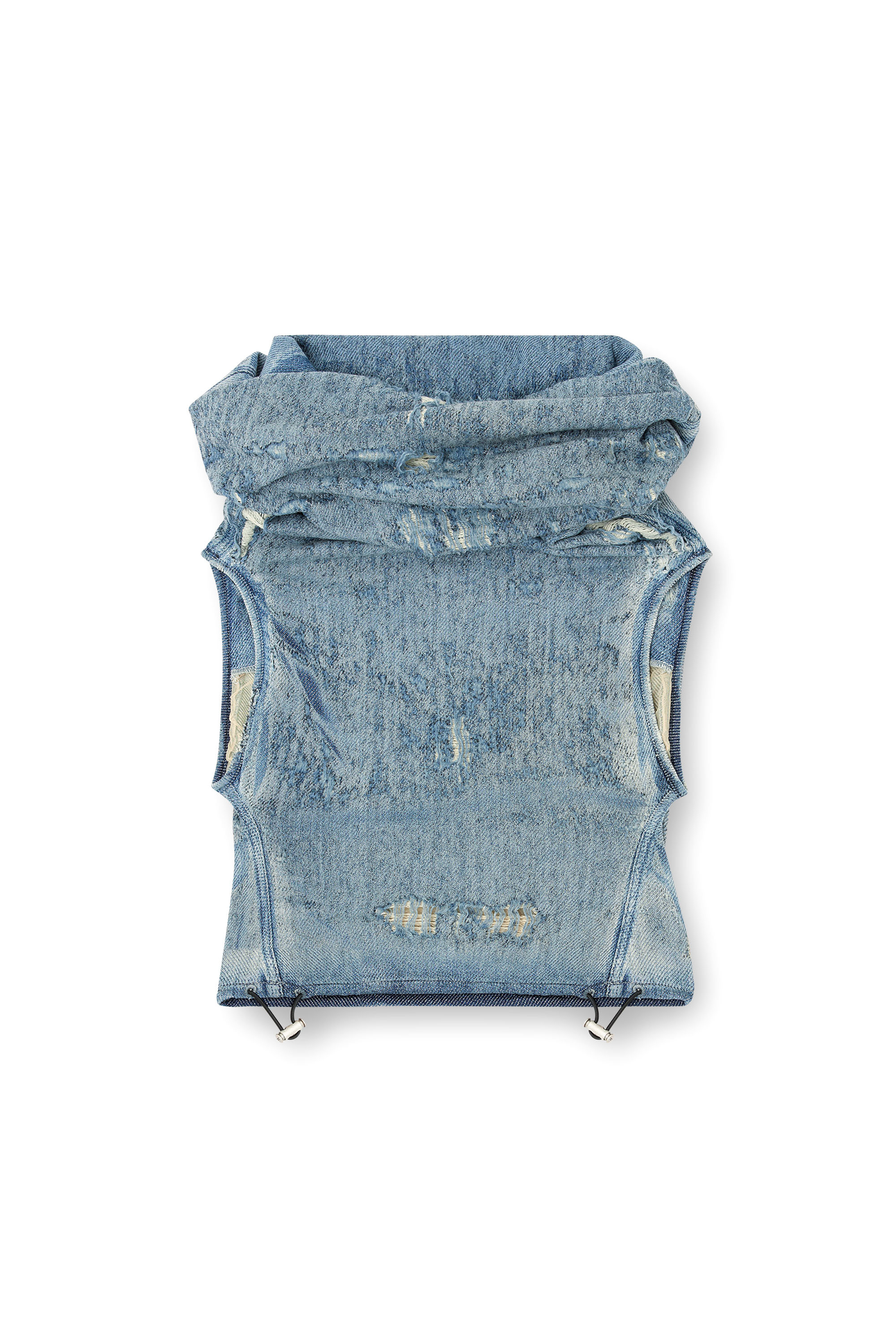 Diesel - DE-VANIA-FSG, Woman's Top in ultra-destroyed jacquard denim in Medium blue - 3