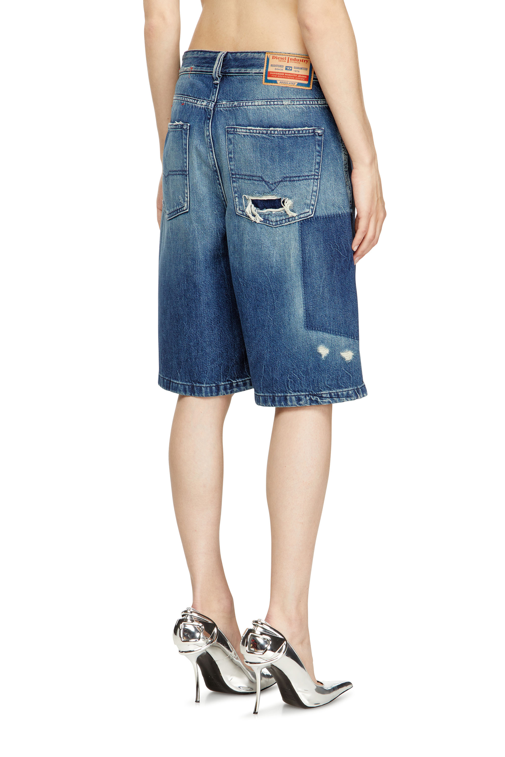 DE-SIRE-SHORT, Medium blue Diesel - DE-SIRE-SHORT, Woman's Shorts in contrast-effect denim in Medium blue - 4