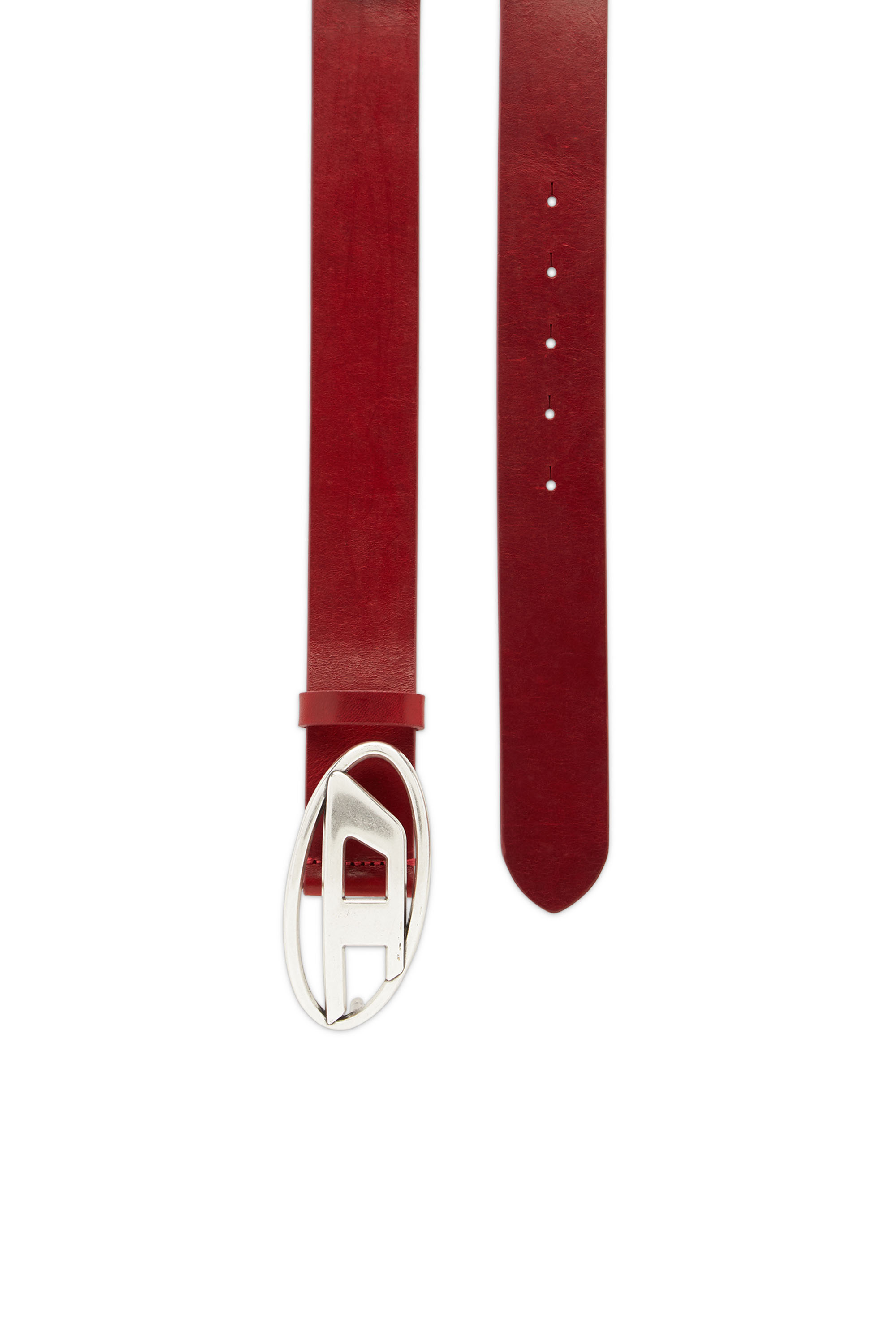 B-1DR, Red Diesel - B-1DR, Man's 3.9cm leather belt with D buckle in Red - 3