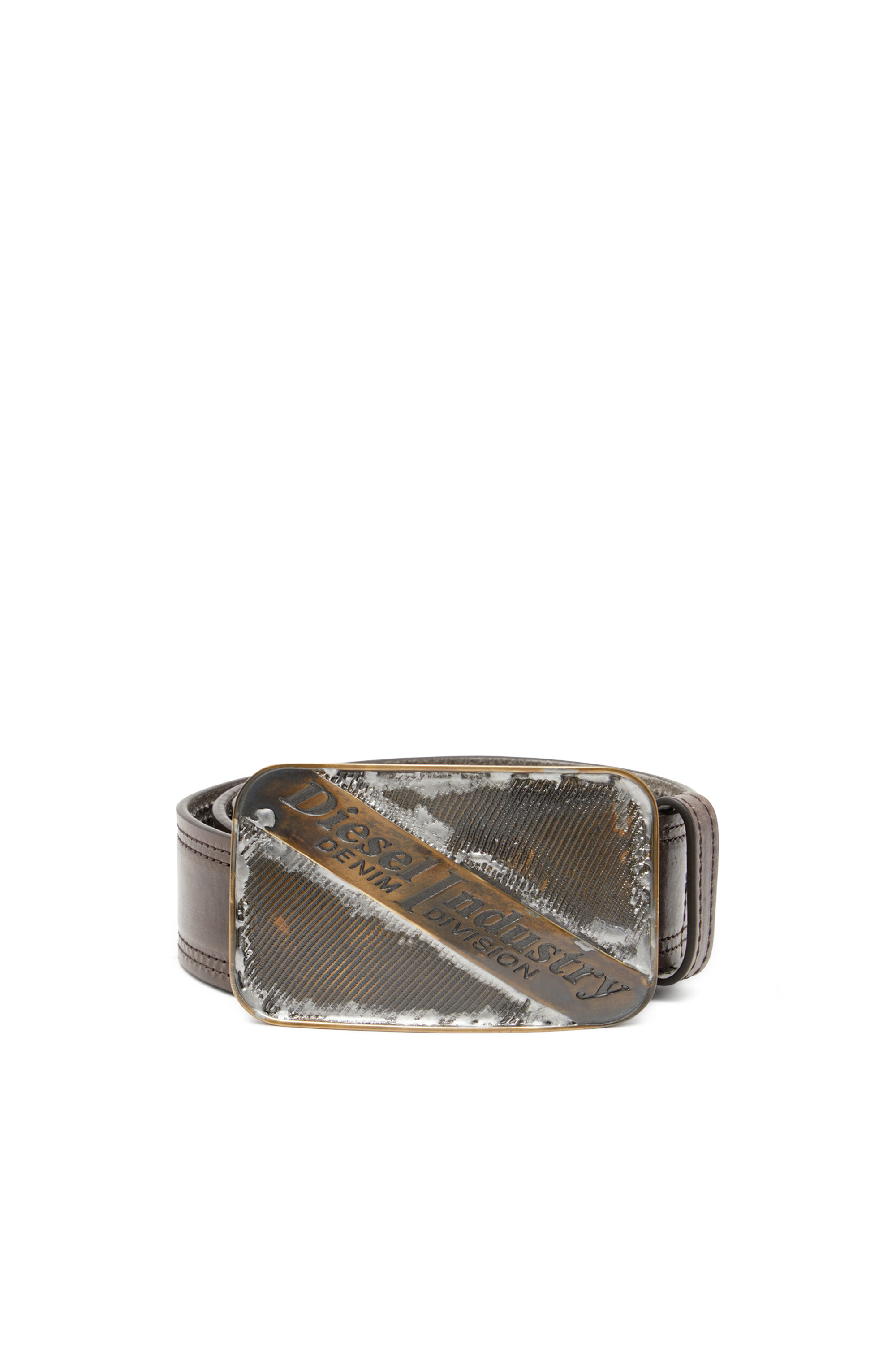 Diesel - B-INDUSTRY, Man's 4cm archival belt with rust-effect buckle in Brown - 1