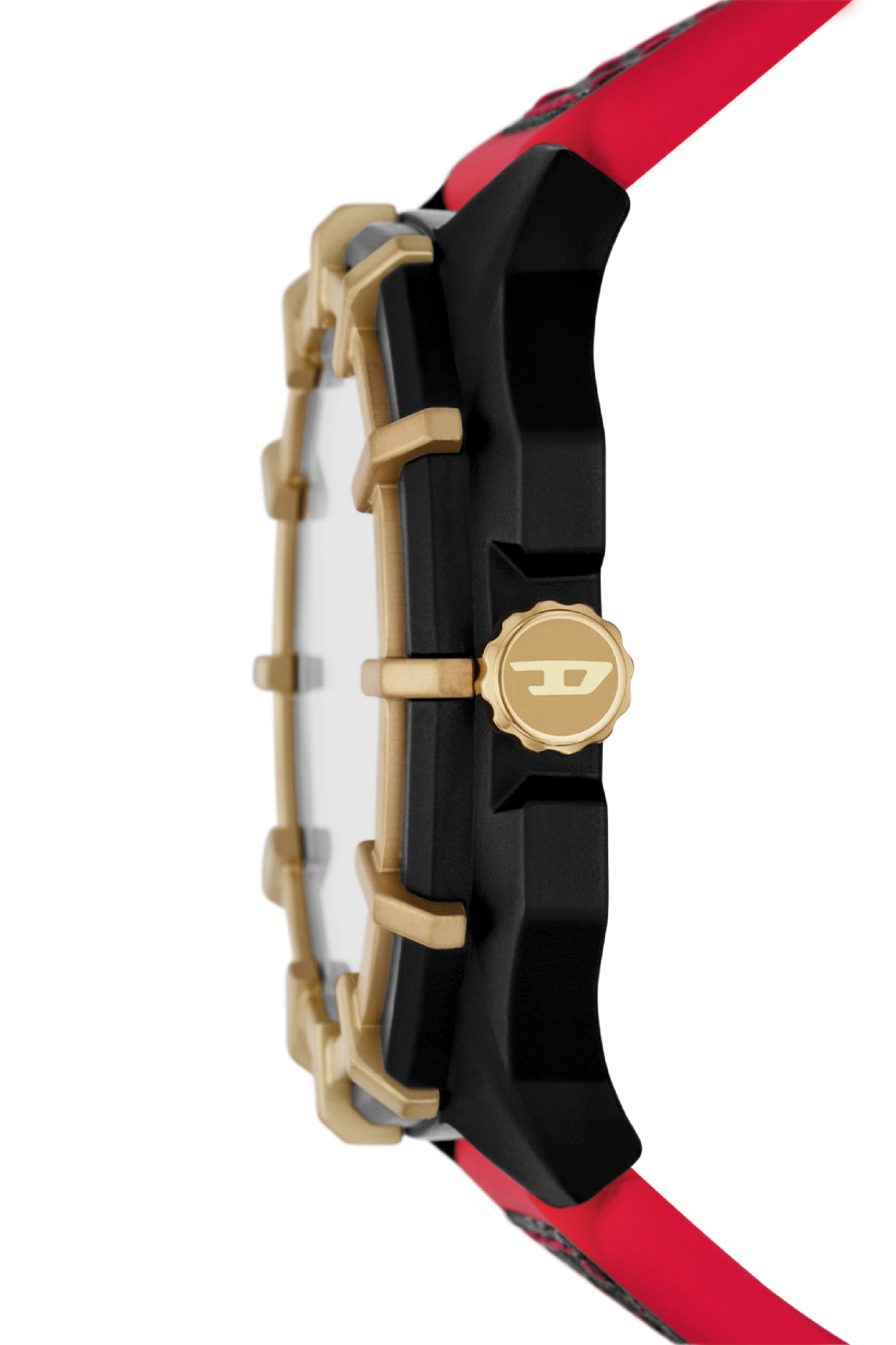 Diesel - DZ4618, Man's Framed leather and silicone watch in Black/Red - 3