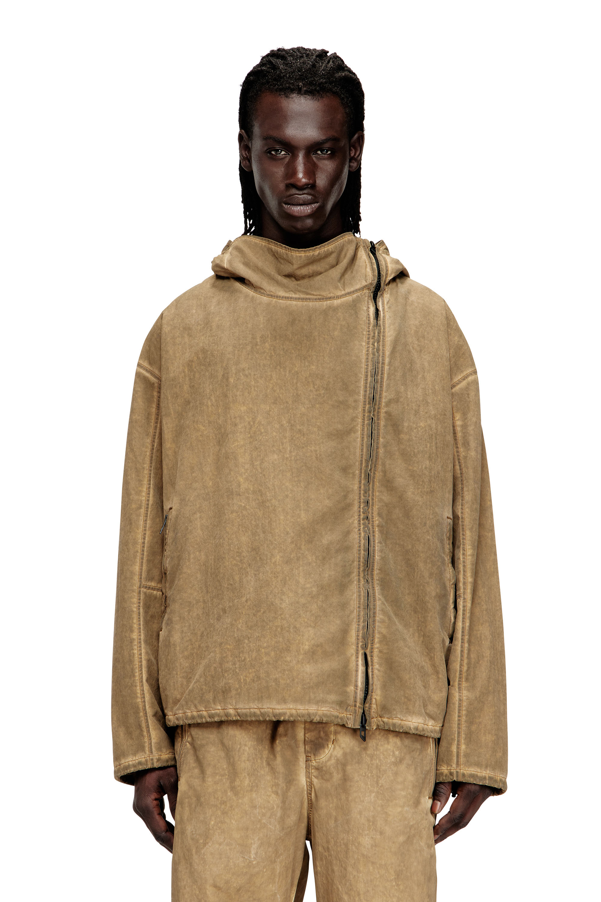 Diesel - J-SQUAD-TREAT, Man's Dirt-effect hooded jacket in Taslan in null - 1