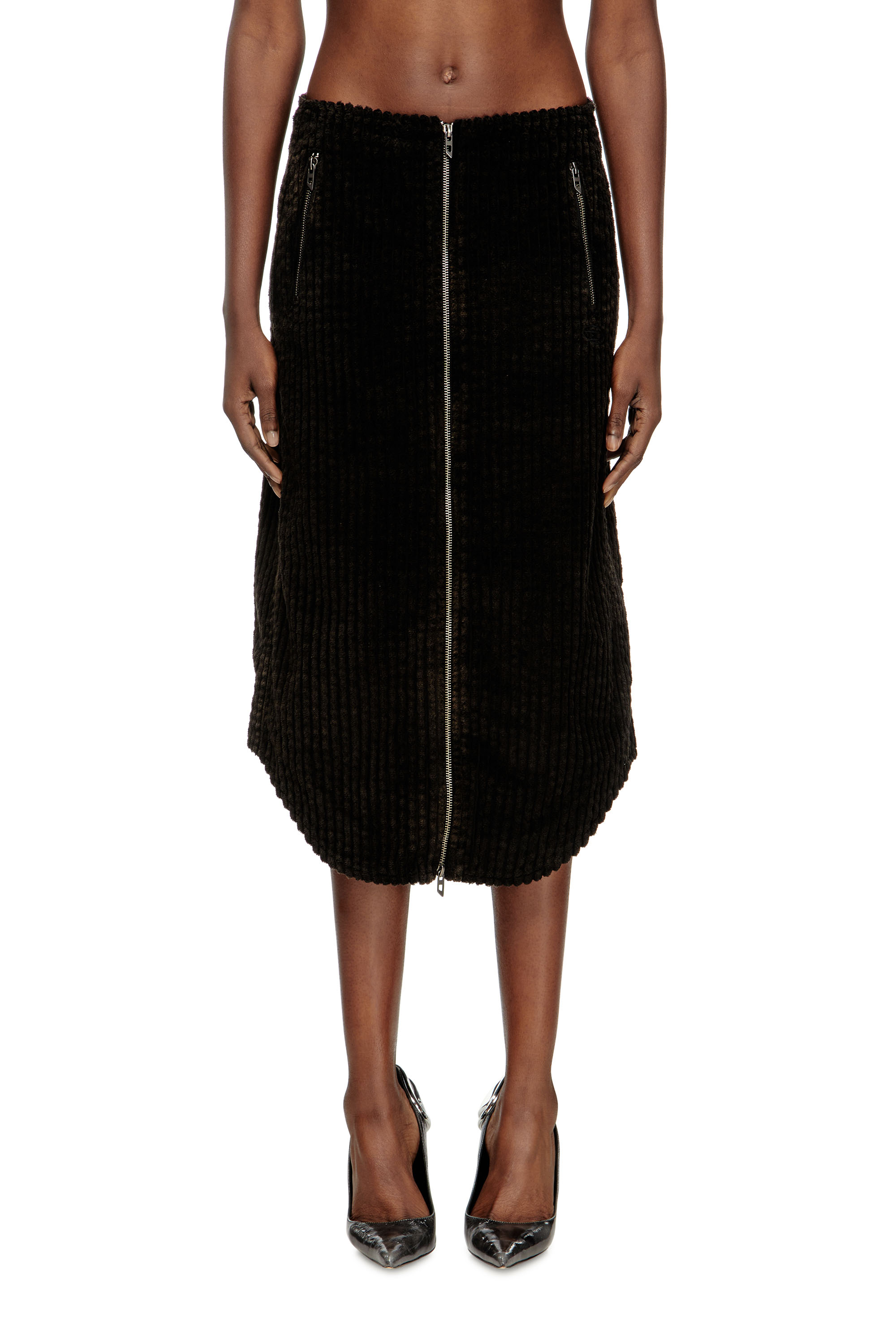 Diesel - O-LLIPOP, Woman's Cotton midi skirt with zipper in null - 1