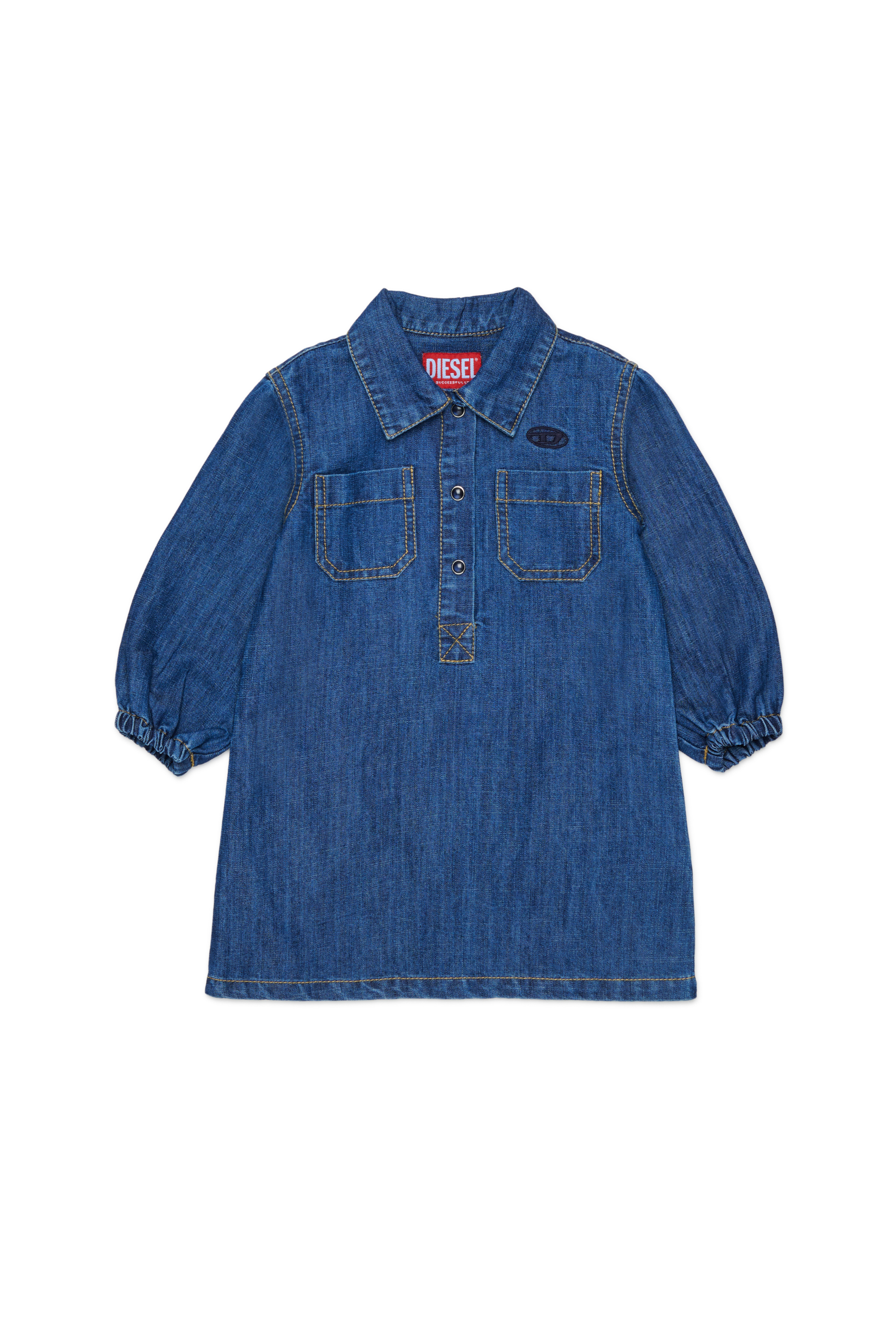 Diesel - DELBIB, Woman's Denim shirt dress with Oval D logo embroidery in Medium blue - 1