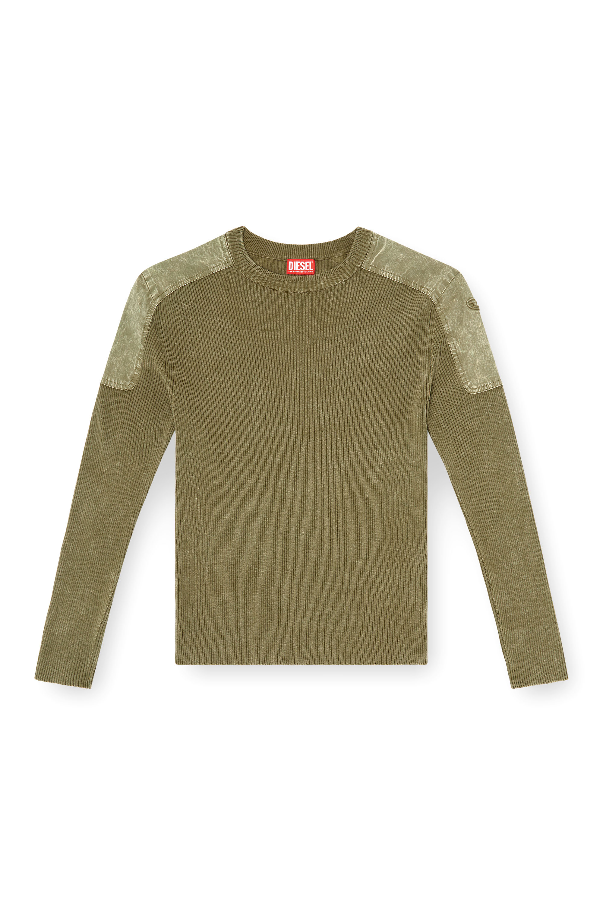 K-MARTIN, Military Green Diesel - K-MARTIN, Man's Jumper with contrast shoulder panels in Military Green - 2