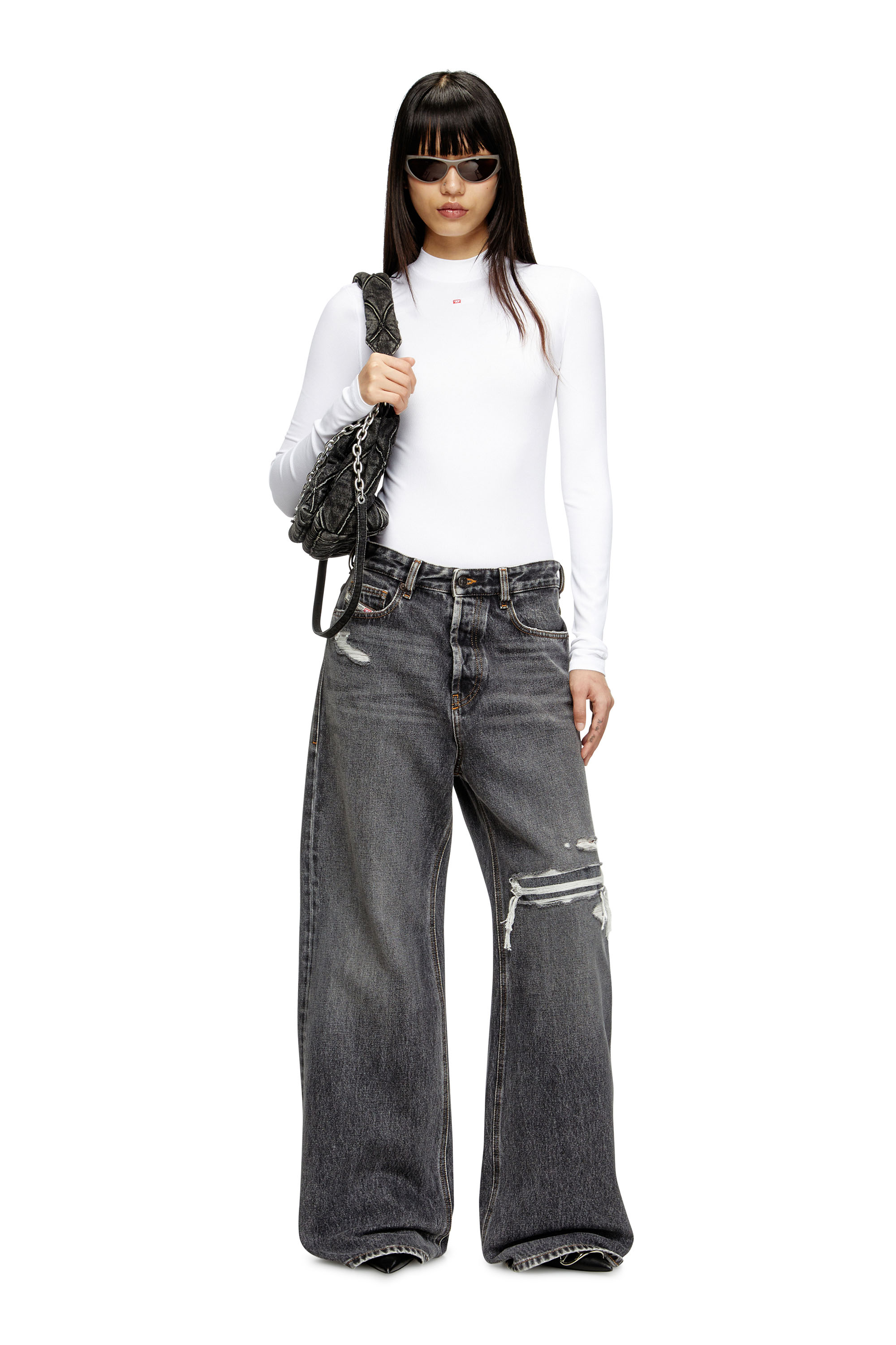 Diesel - Woman's Relaxed Jeans 1996 D-Sire 007F6, Black/Dark grey - 2